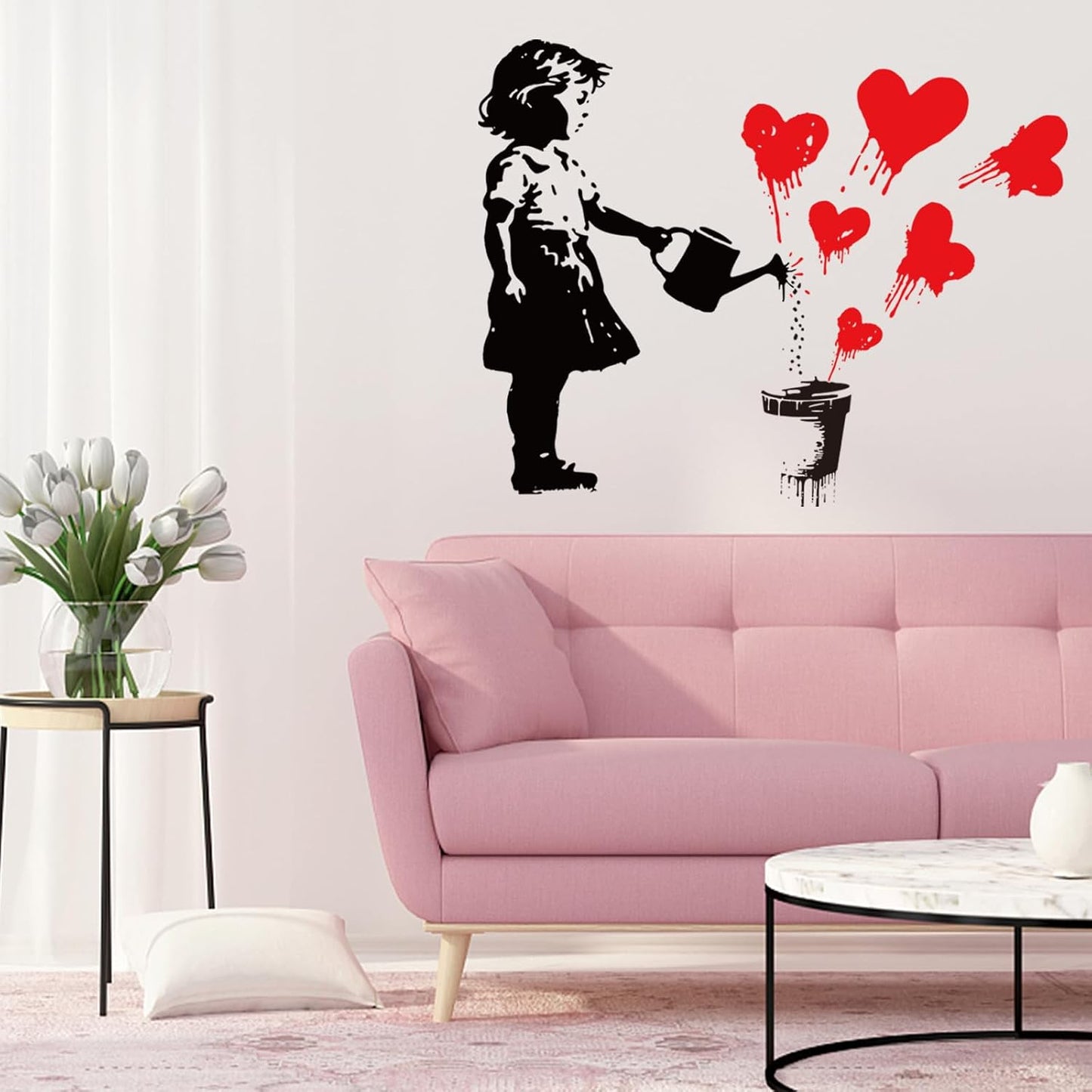 2 Sheets Banksy Wall Stickers Removable Vinyl Wall Decals Banksy Graffiti Art Mural / Balloons Girl