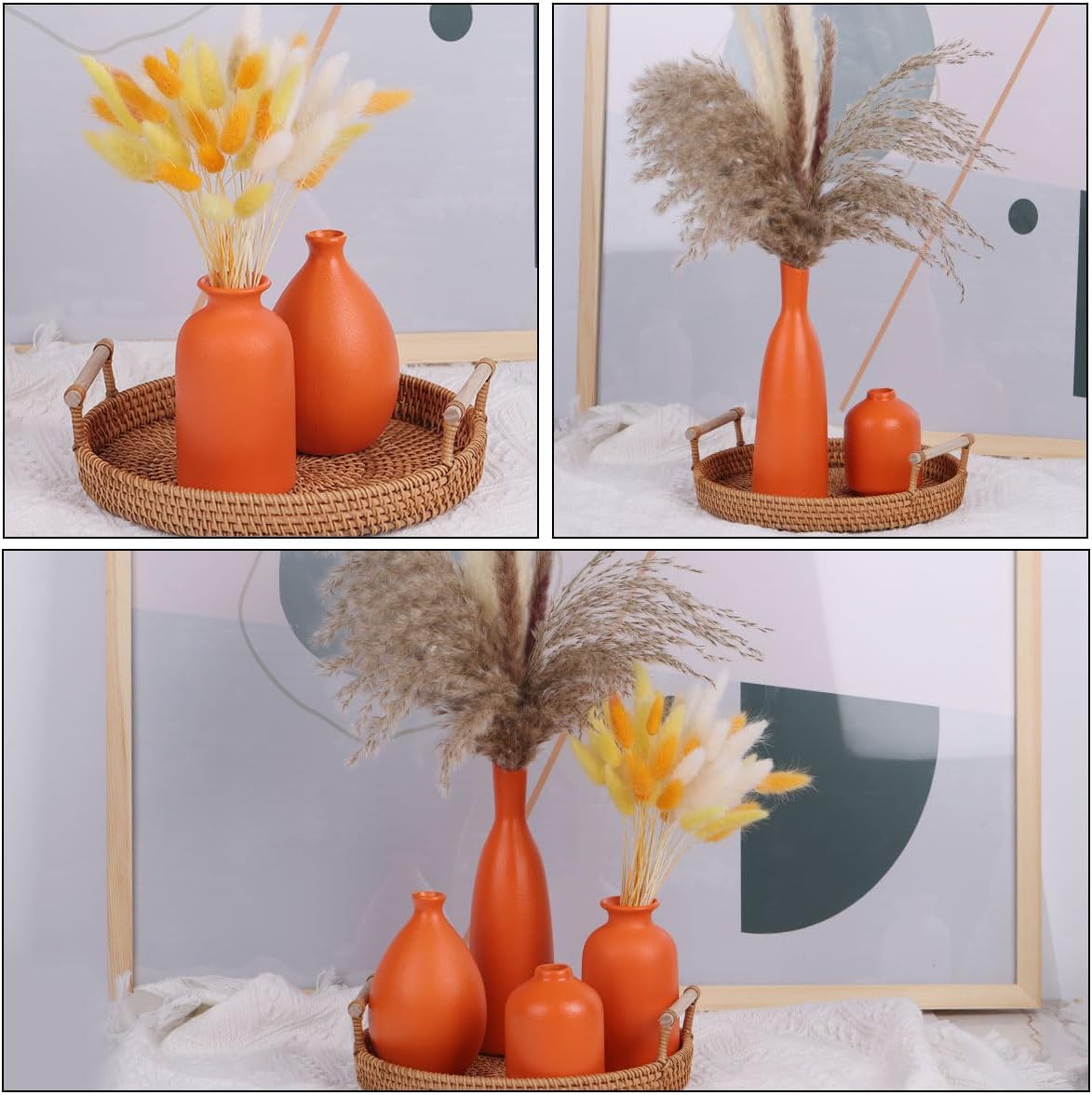 Orange Ceramic Bud Vases / Orange Set / Set of 4