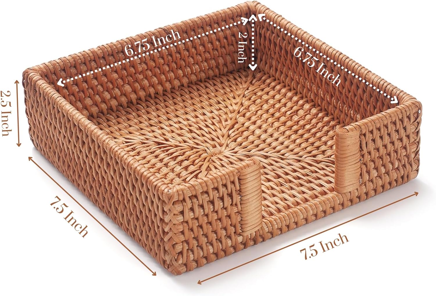 Wicker Napkin Tray / Rattan / 7.5 Inch / 7.5 x 7.5 x 2.5