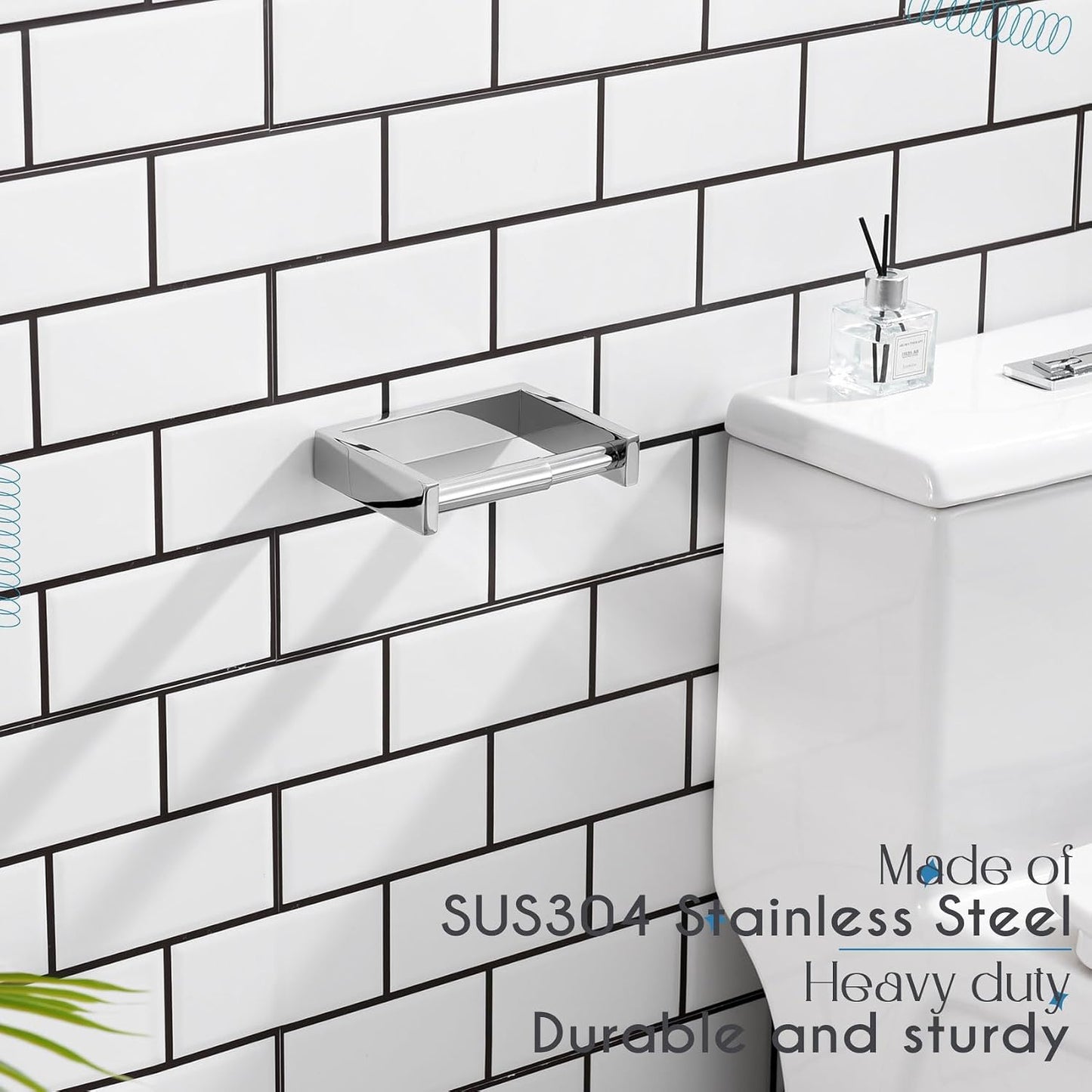 KOKOSIRI Toilet Paper Holder Spring Loaded Bathroom Toilet Roll Holder Wall Mount Stainless Steel Polished Chrome