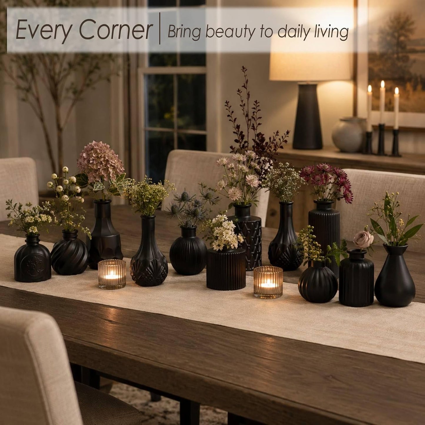 Glass Bud Vases / Black / Set of 36