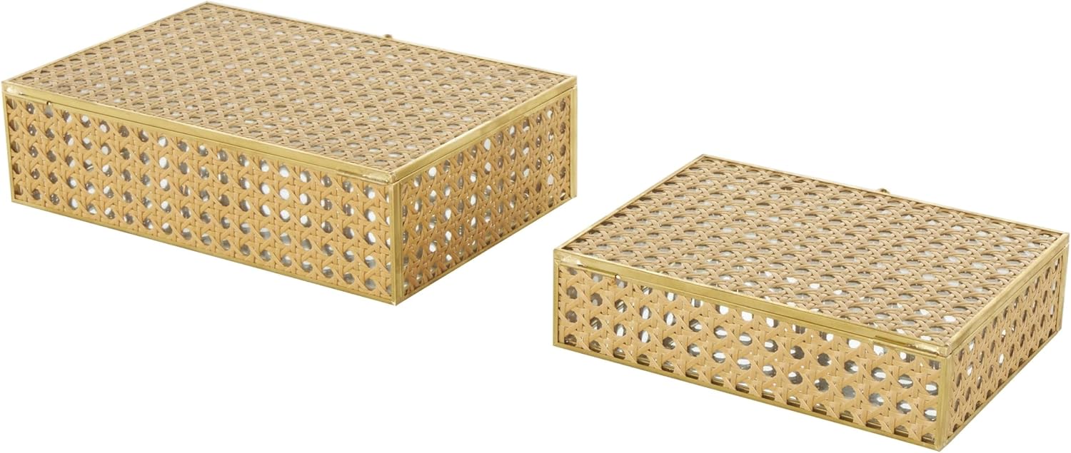 Glass Panels and Chain Accent / 10", 8"W / Set of 2