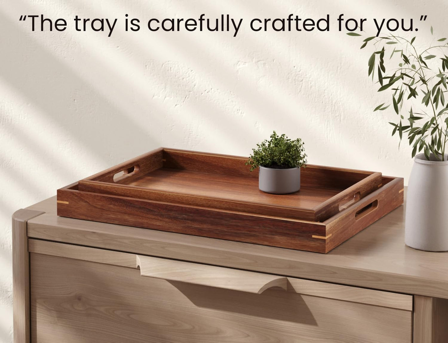 Acacia Wood Serving Tray / Set of 2