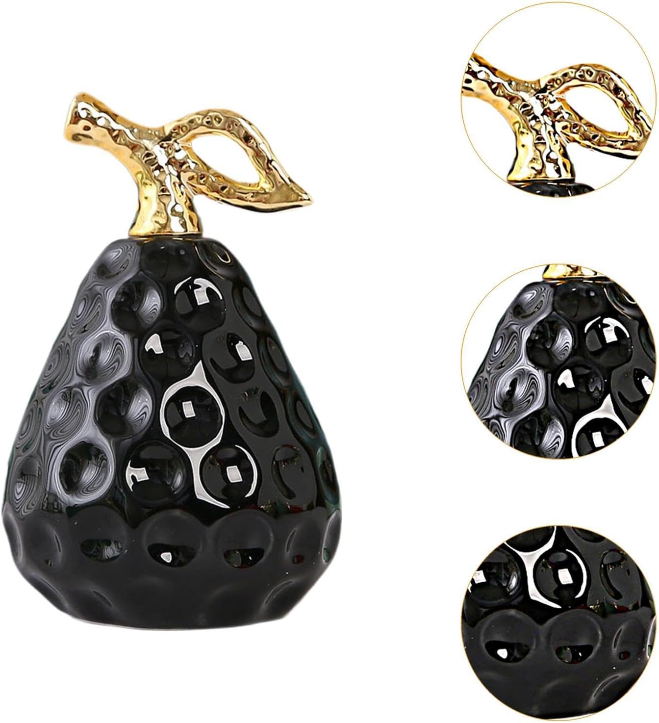 Pear Statue Modern Art Crafts Ceramic Figure Fruit Sculpture / Black