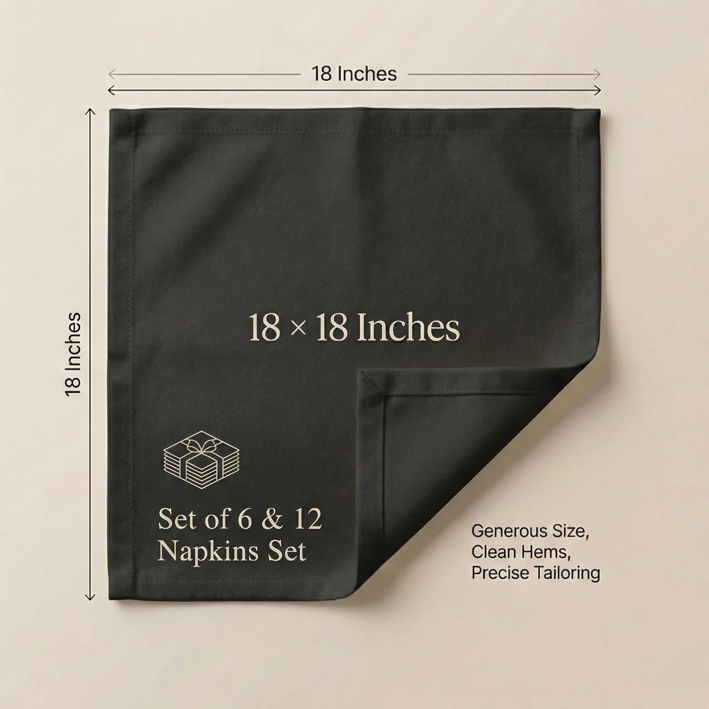 ACCENTHOME Accent Home 100% Cotton Napkins, Delicate Cloth Napkins for Dinners, Parties and Weddings，18 x 18 Inch Set