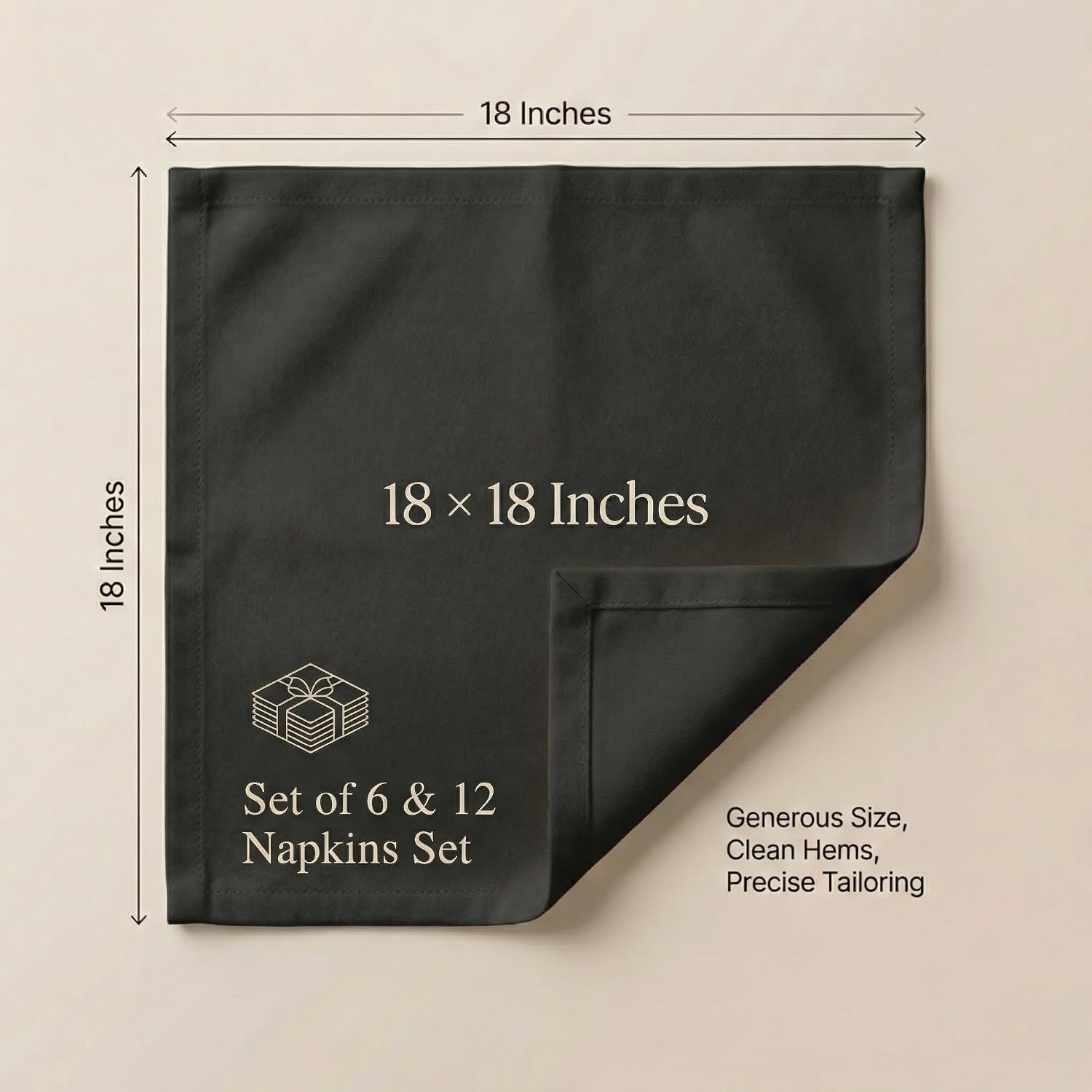 ACCENTHOME Accent Home 100% Cotton Napkins, Delicate Cloth Napkins for Dinners, Parties and Weddings，18 x 18 Inch Set