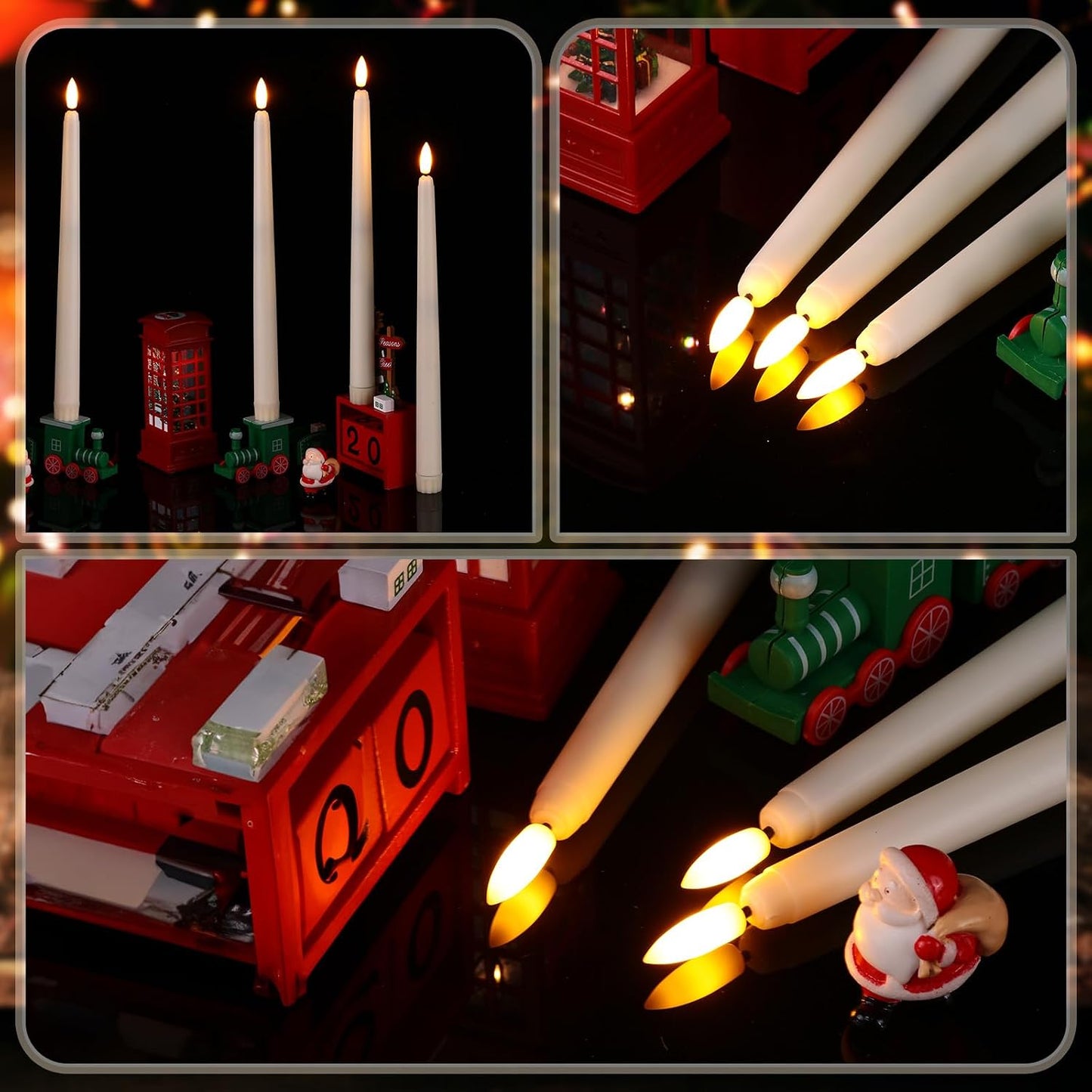 Reginary 48 Pcs Flameless Taper Candles with 4 Remote,Ivory,11 Inches | Battery Operated Timer Function, Flickering 3D