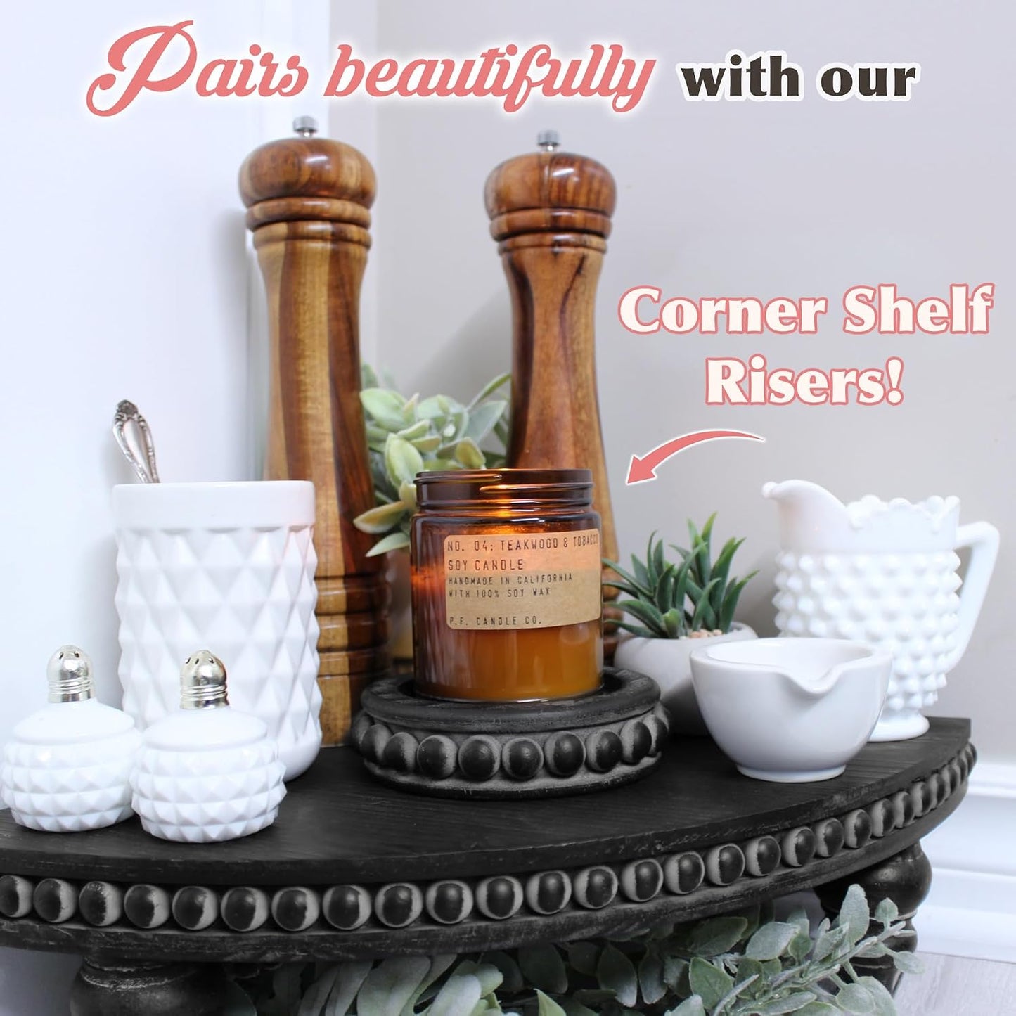 Sturdy 2-Sided Stackable Decor Pedestal Stands / Black - Round / Set of 2