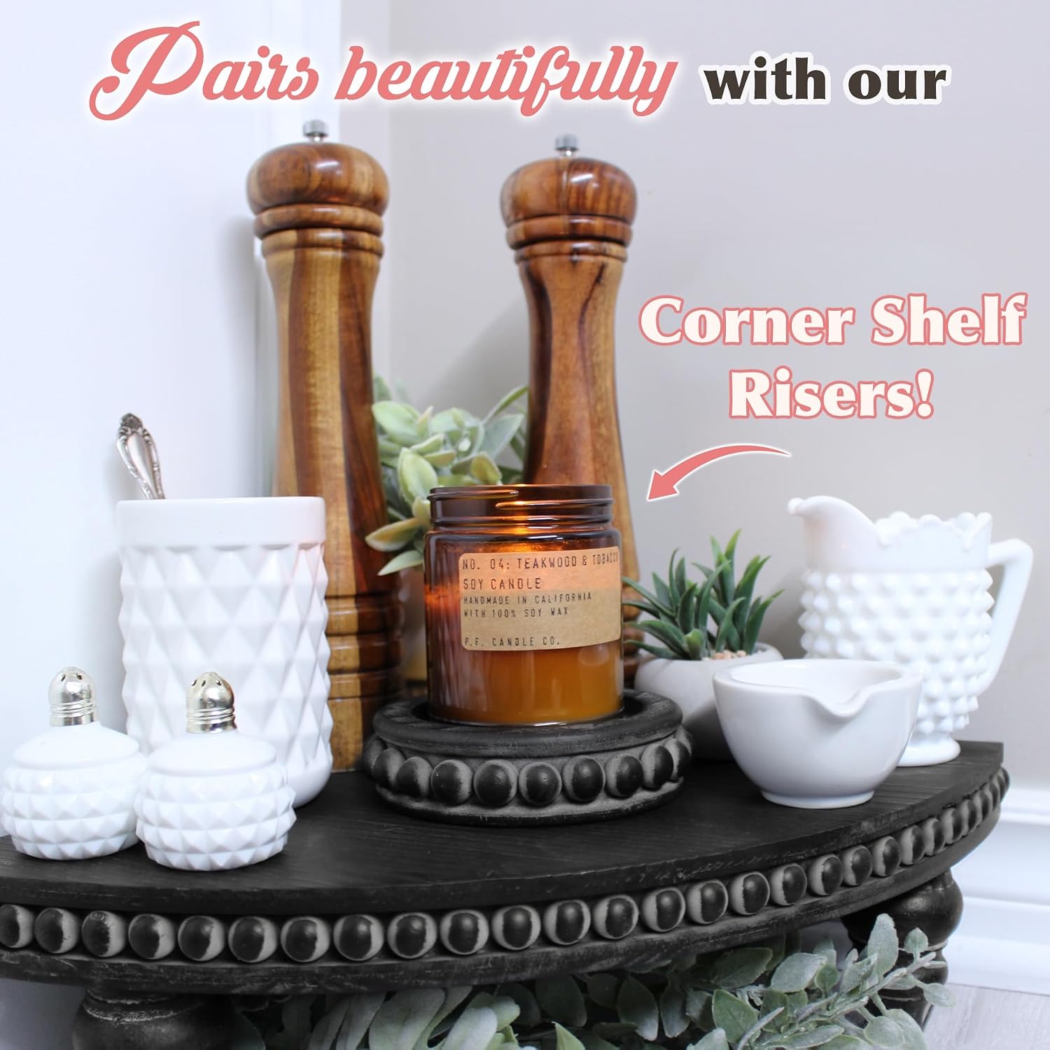 Sturdy 2-Sided Stackable Decor Pedestal Stands / Black - Round / Set of 2