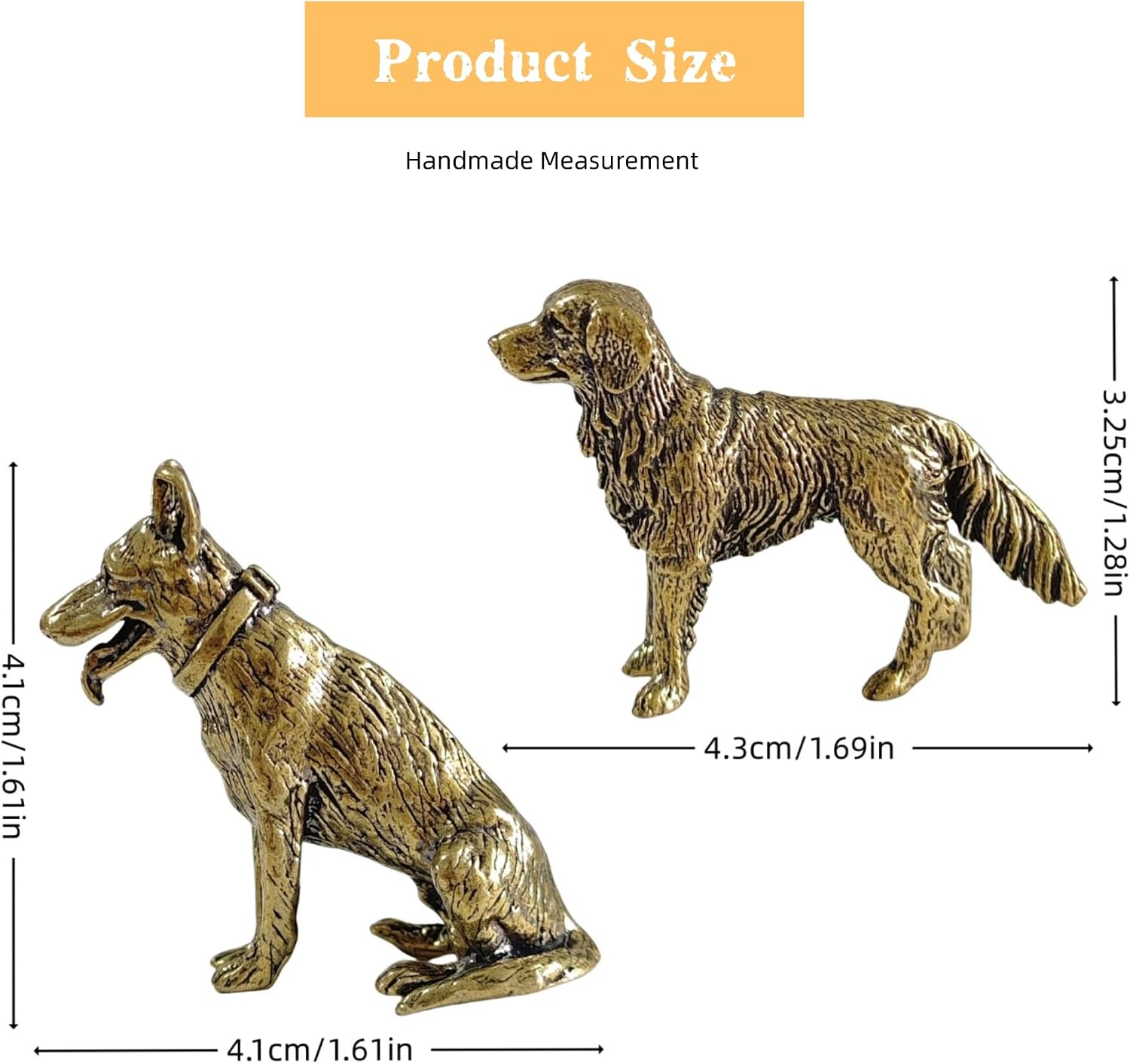 Small Brass Statue Decor / Dog / Set of 2