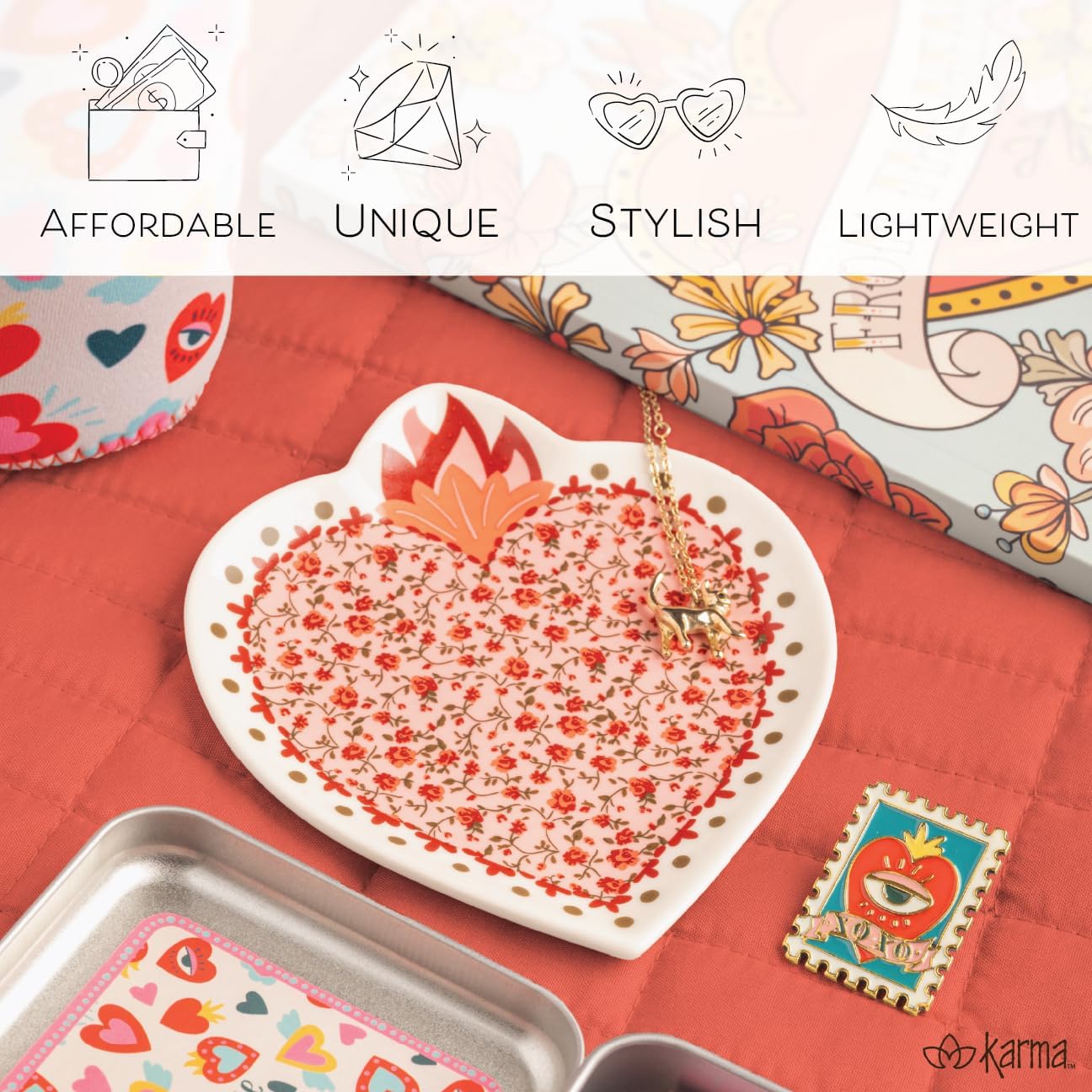 Calico Trinket Tray / Mushroom