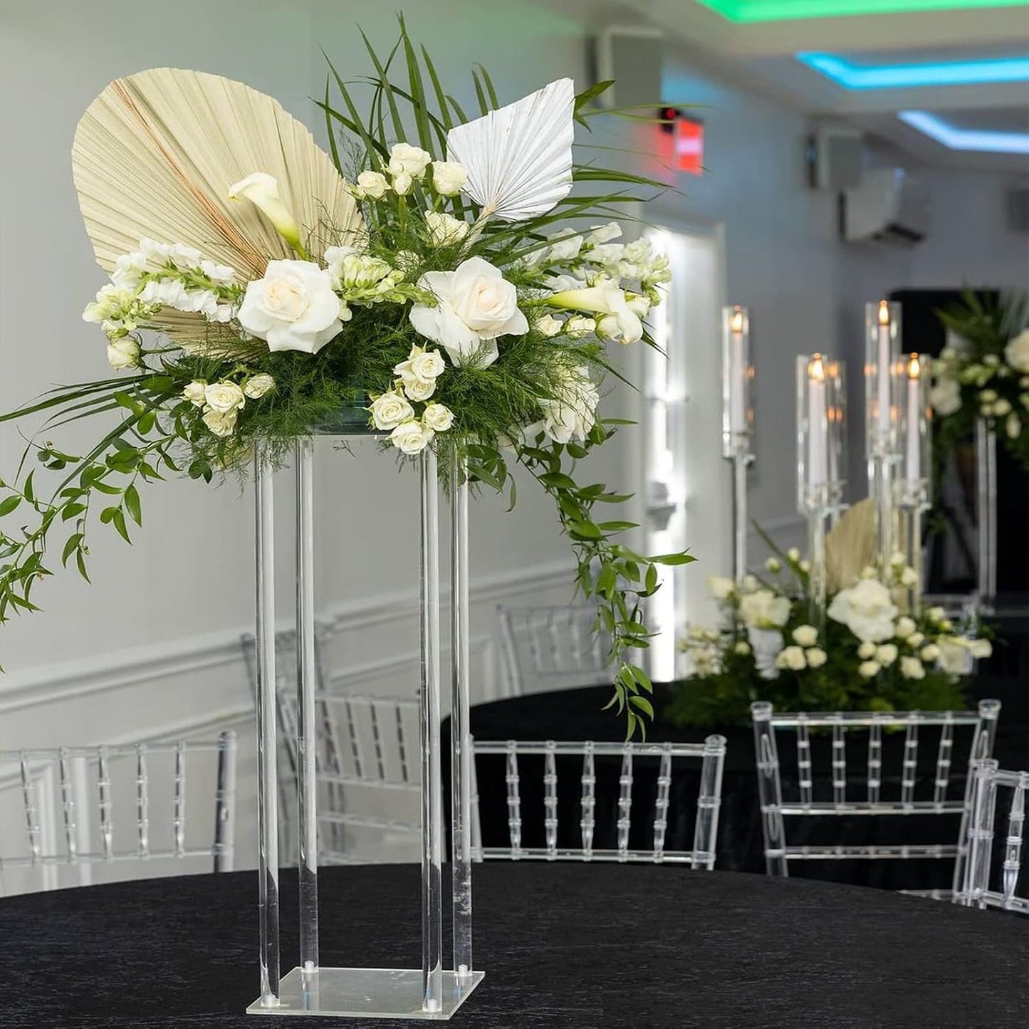 YALLOVE 10-Pack 23.6-Inch Clear Acrylic Flower Stands | Pedestal Centerpieces for Wedding, Baby Shower and Birthday