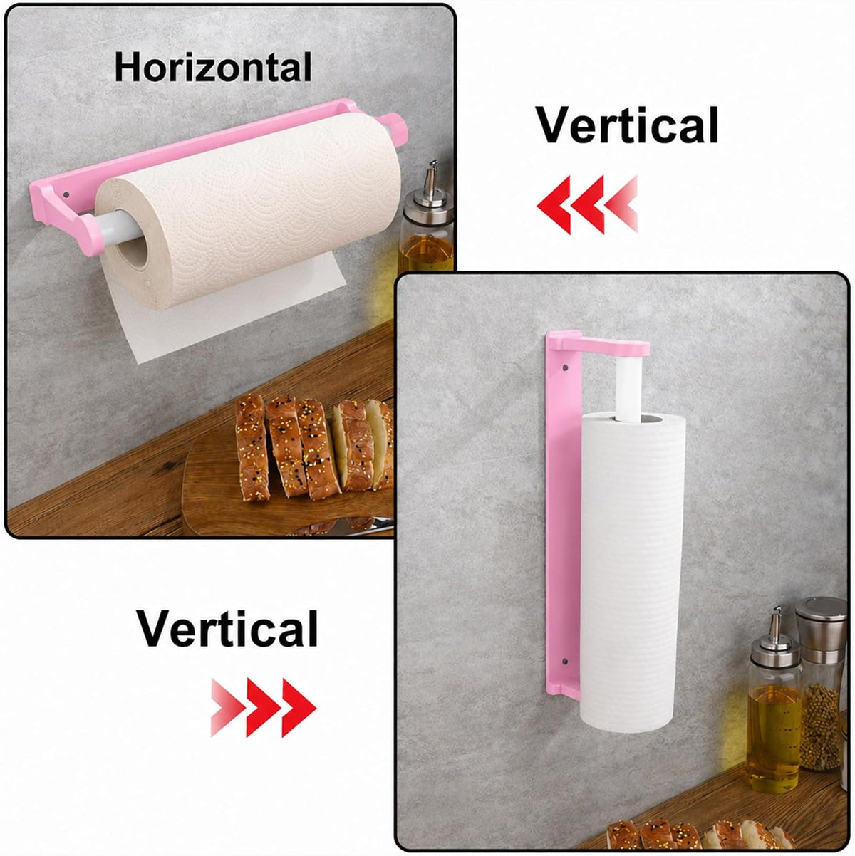 MONEER Kitchen Roll Holder Under Cabinet, Paper Towel Holder, Aluminum Alloy Kitchen Towel Holders, Self Adhesive