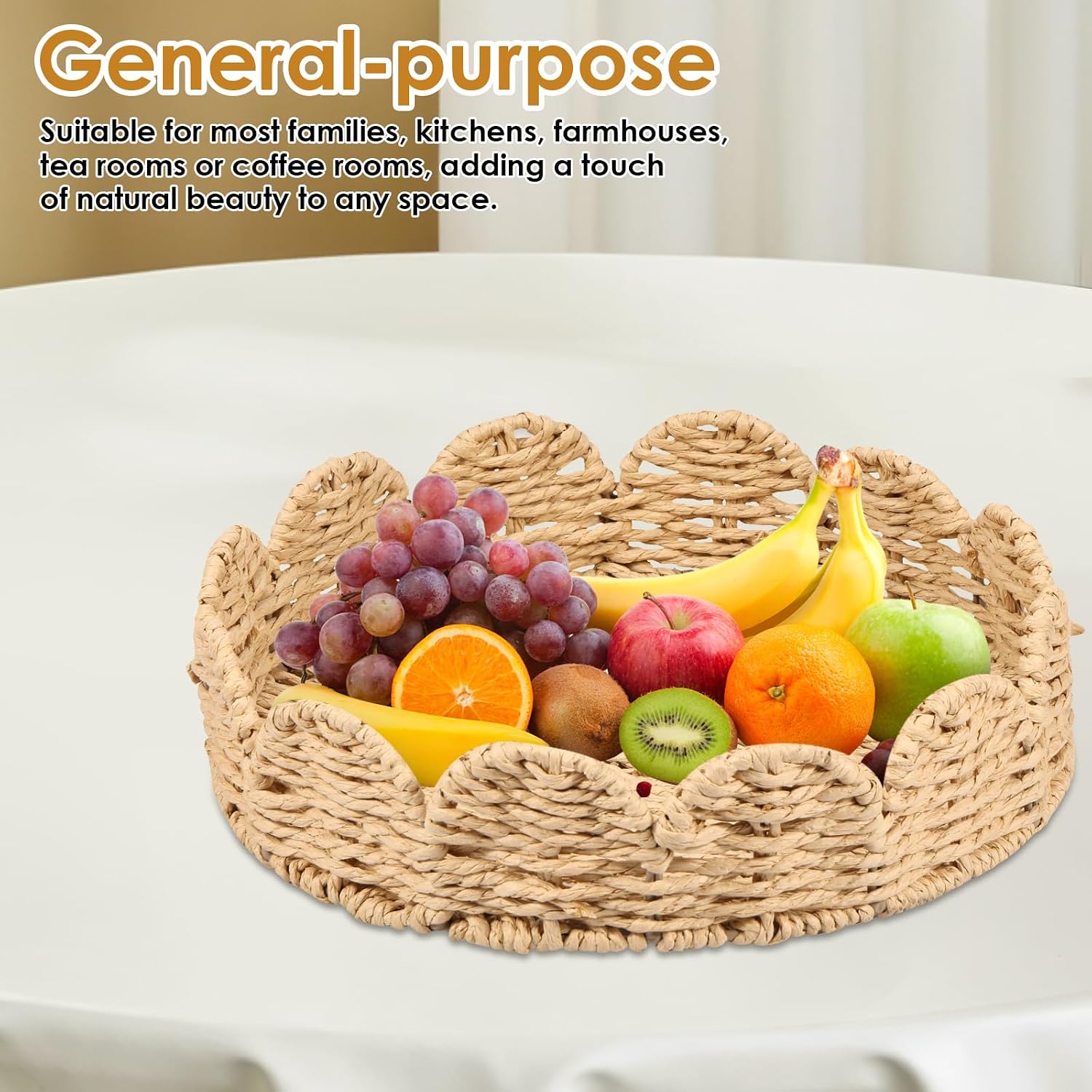 Scalloped Tray / Woven Serving Tray / Set of 2