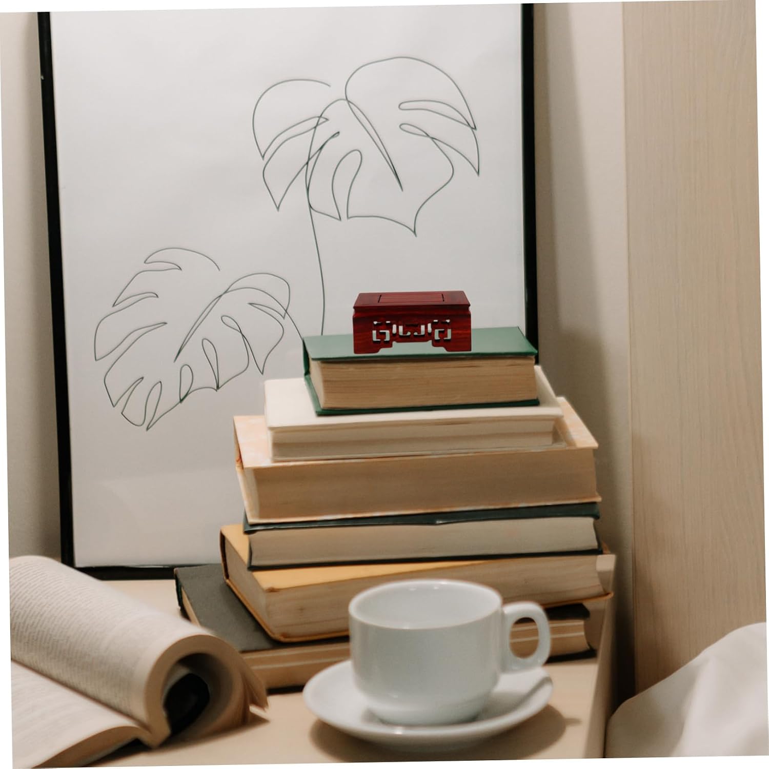 Wood Base Display Stand for Teapot / Brownx4pcs / 8.00 x 8.00 x 3.50 / Cmx4pcs / Set of 4