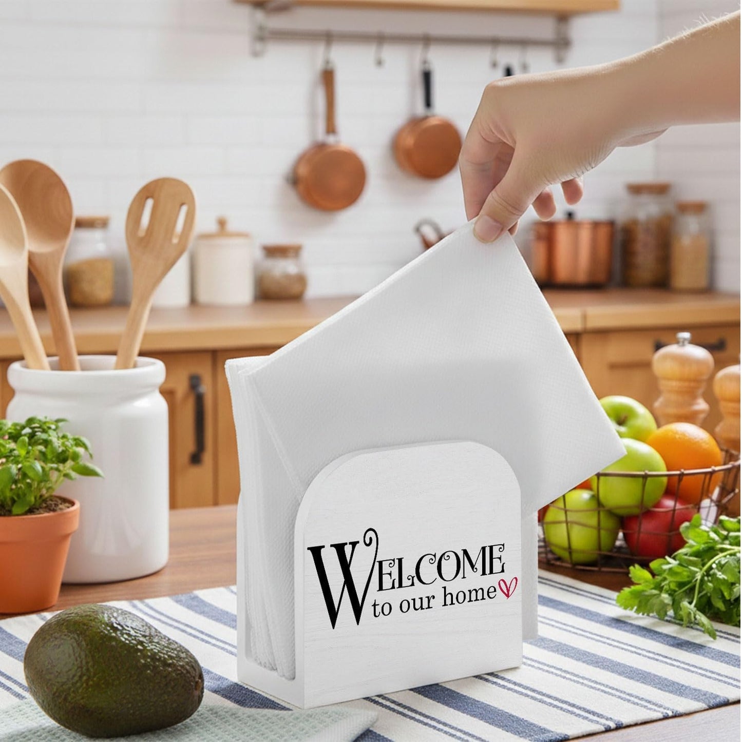 Welcome to Our Home Wood Napkin Holder / Welcome Home