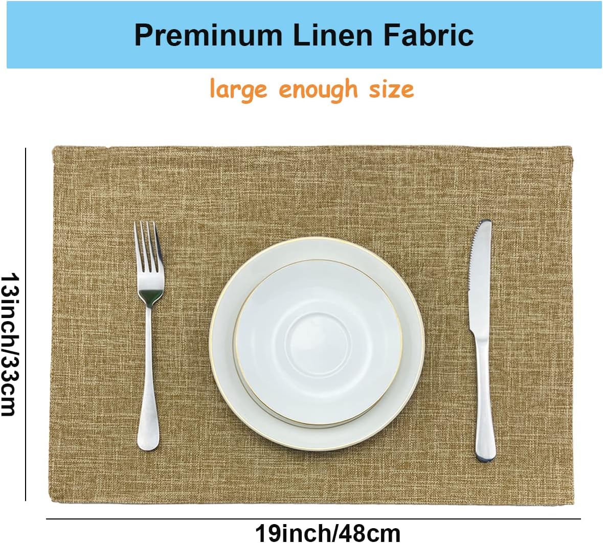 Weabetfu Cloth Placemats Set of 6 Heat Resistant Dining Table Placemmats | Cotton Linen Machine Washable Kitchen Table