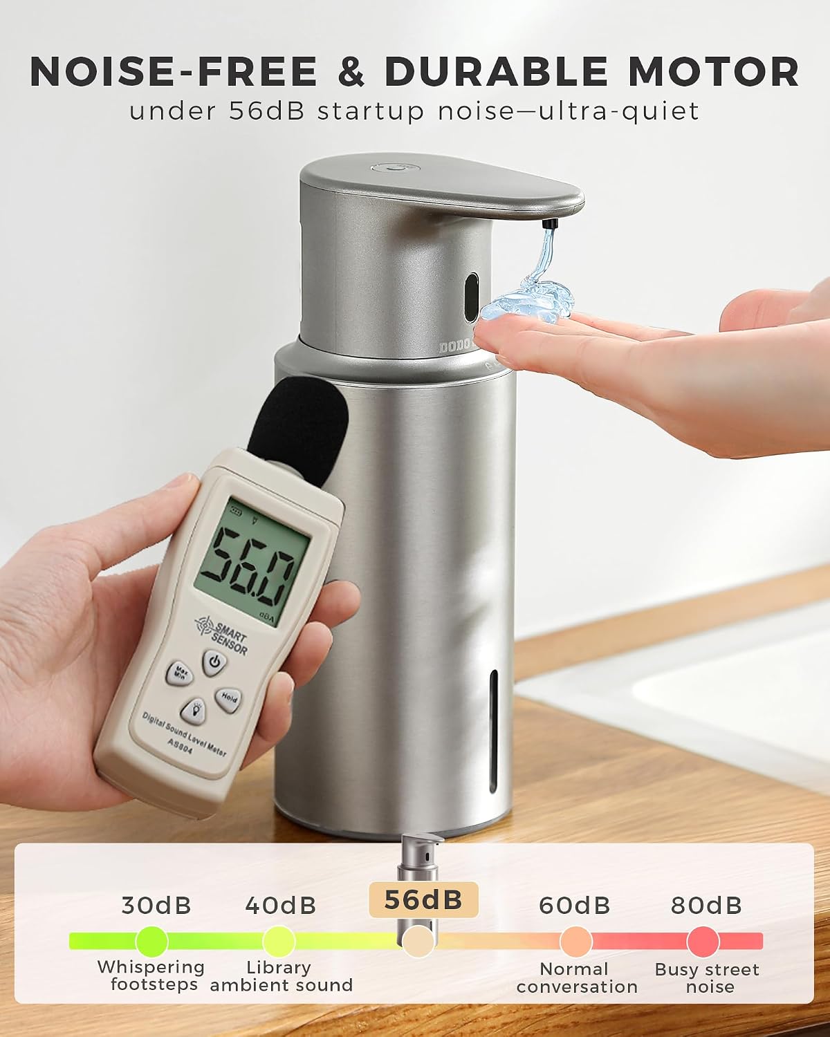 Automatic Liquid Soap Dispenser Touchless, 304 Stainless Steel Bottle Body | 16.2oz/480ml Rechargeable Dish Soap