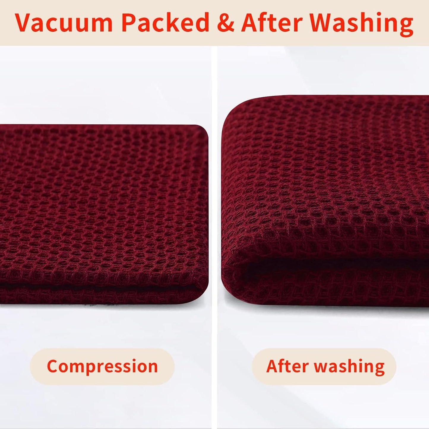 Homaxy 100% Cotton Waffle Weave Kitchen Dish Towels 8-Pack, Burgundy | 13 x 28 Inches, Ultra Soft Absorbent Dish