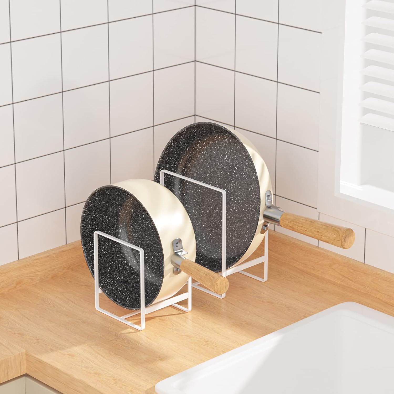 2 Large 2 Small Plate Organizers Holders Upright Cabinet Dish Drying Racks Metal Plate Dish Organizers Racks Stands for
