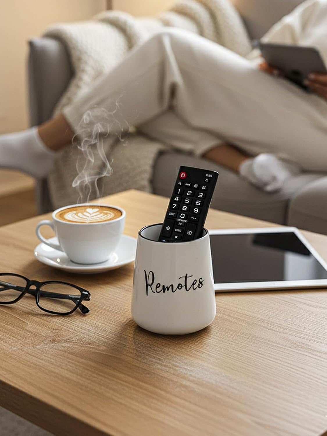 Ceramic Remote Control Holder / White
