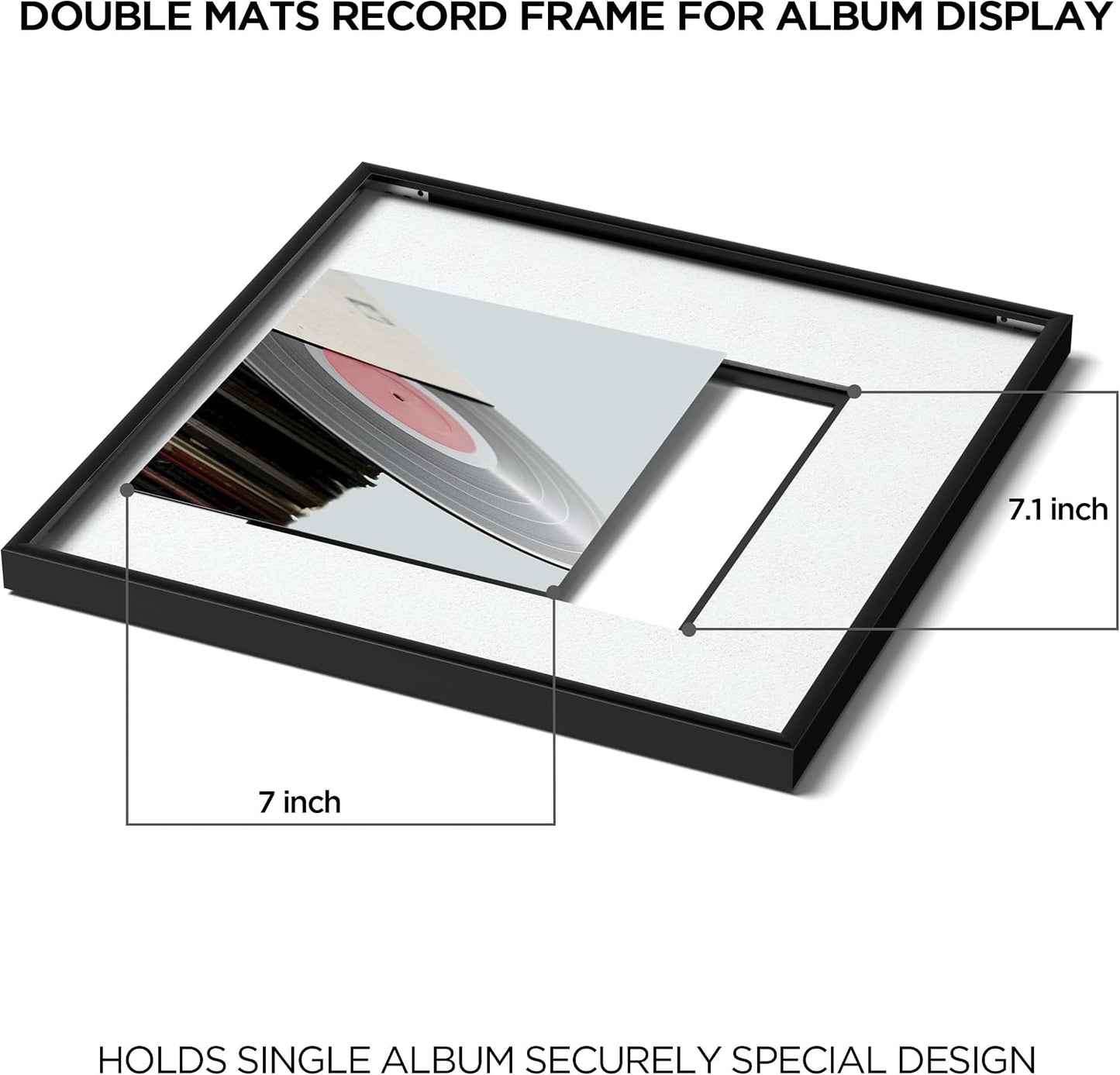 eletecpro Vinyl Record Frame, 12.5 x 12.5 in, for Double LP, Black, 6 Pack | Fits 12 and 7 in LP Cover, Includes Mat
