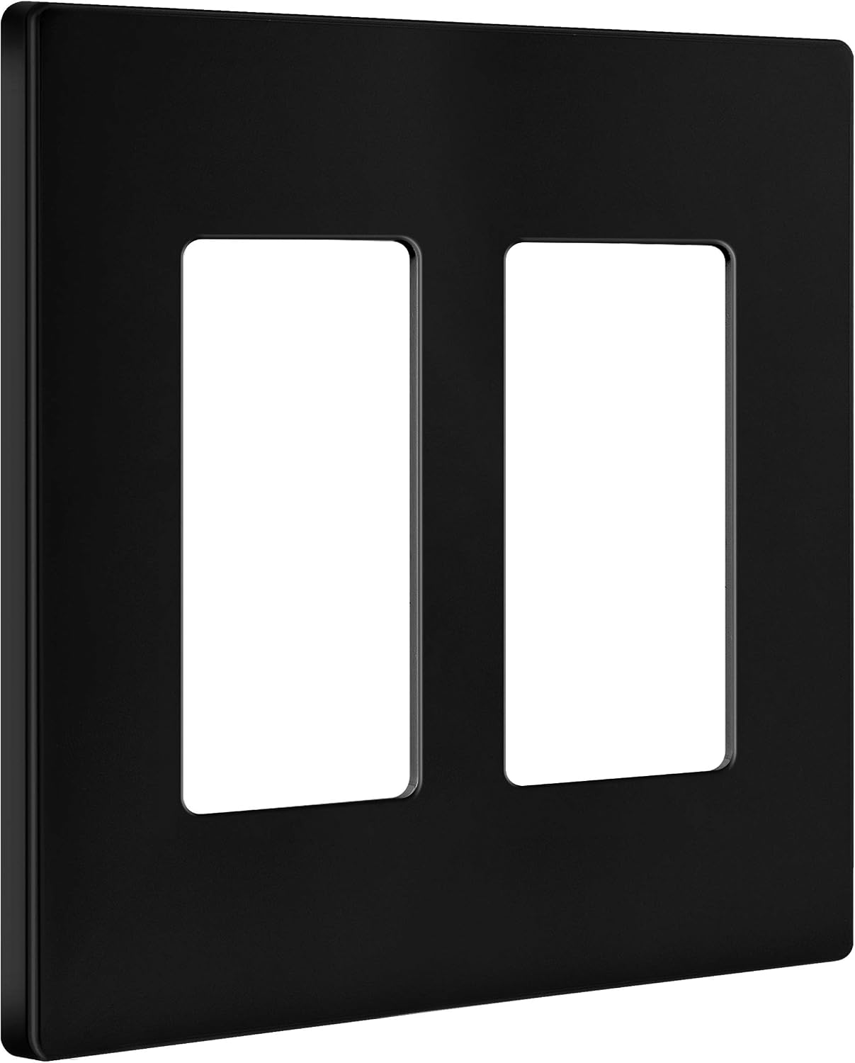 ENERLITES 2-Gang Black Screwless Decorator Wall Plate Outlet Cover, 10 Pack