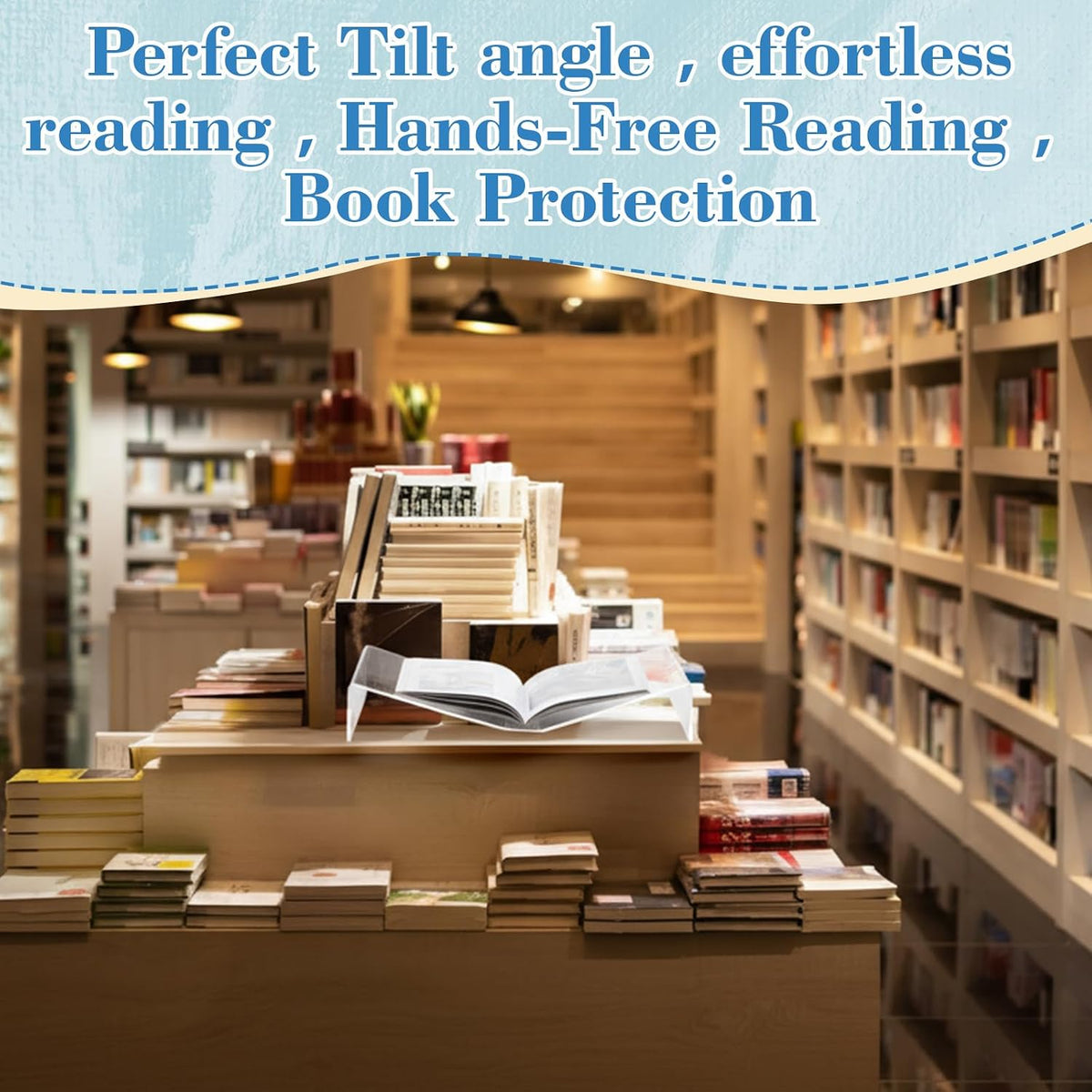 Sintuff Extra Large Acrylic Open Book Display Stand 19.63" W X 12" D X 3.5" H, Open Bookstand Holder for Display and