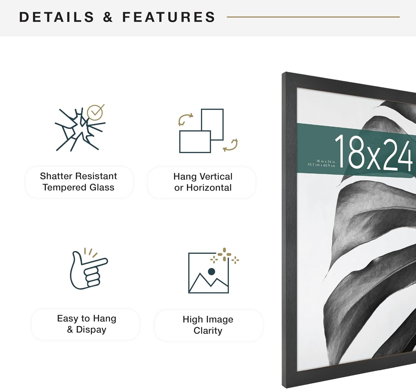 MCS Studio Gallery Poster Frame, 18x24, Black Woodgrain, 2-Pack | Studio Gallery Poster Frame For Photos & Art Prints