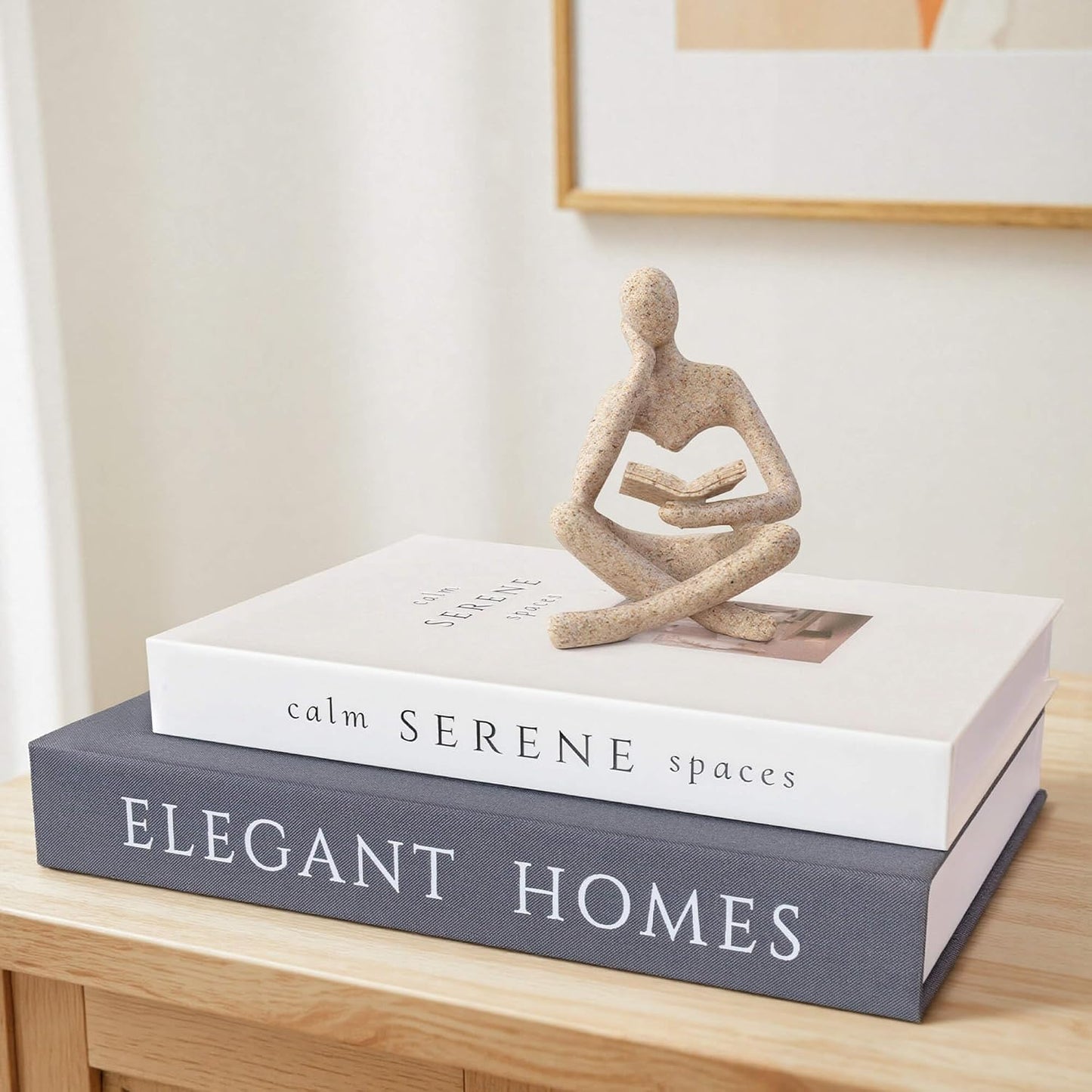 Bookshelf Decor Thinker Statue