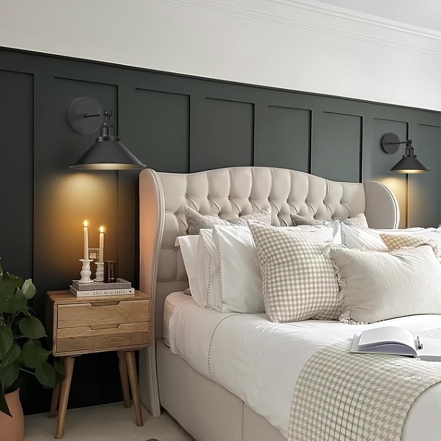Battery Operated Wall Sconce Set of 2,Vintage Wireless Wall Sconces with Remote,Dimmable Led Wall Lights,Wall Lamp