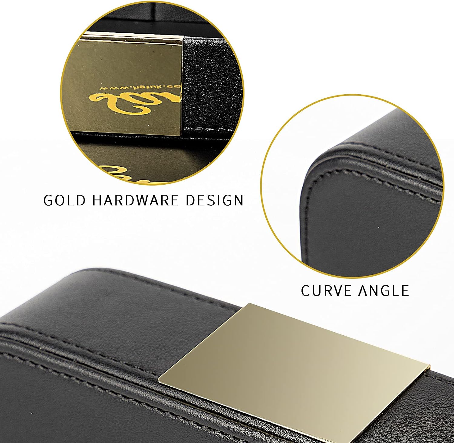 Leather Desktop Storage Small Catchall Organizer Decorative Tray / 7.7 x 7.7 x 1.7 / Black