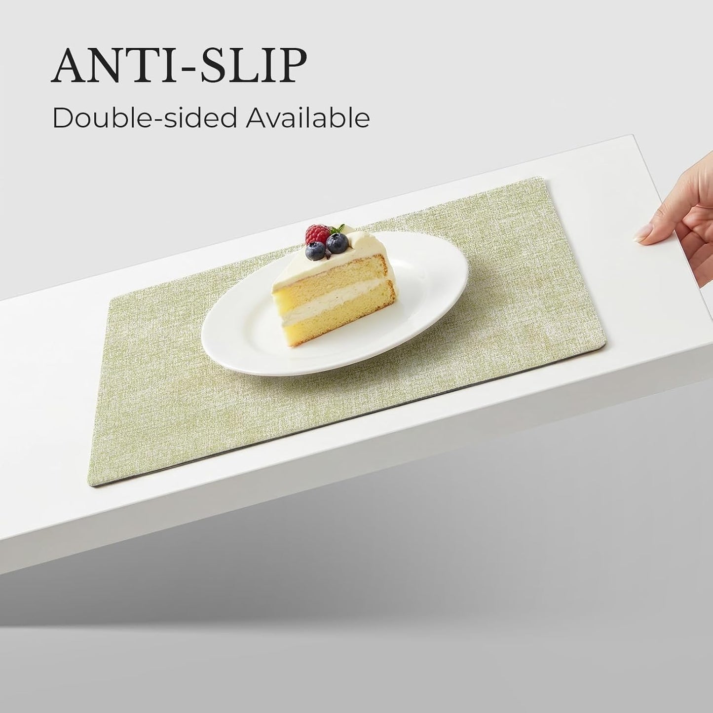 Romanstile Reversible Vinyl Placemats Set of 8, Faux Leather 100% Waterproof Oil-Proof Wipeable Place Mats, Heat