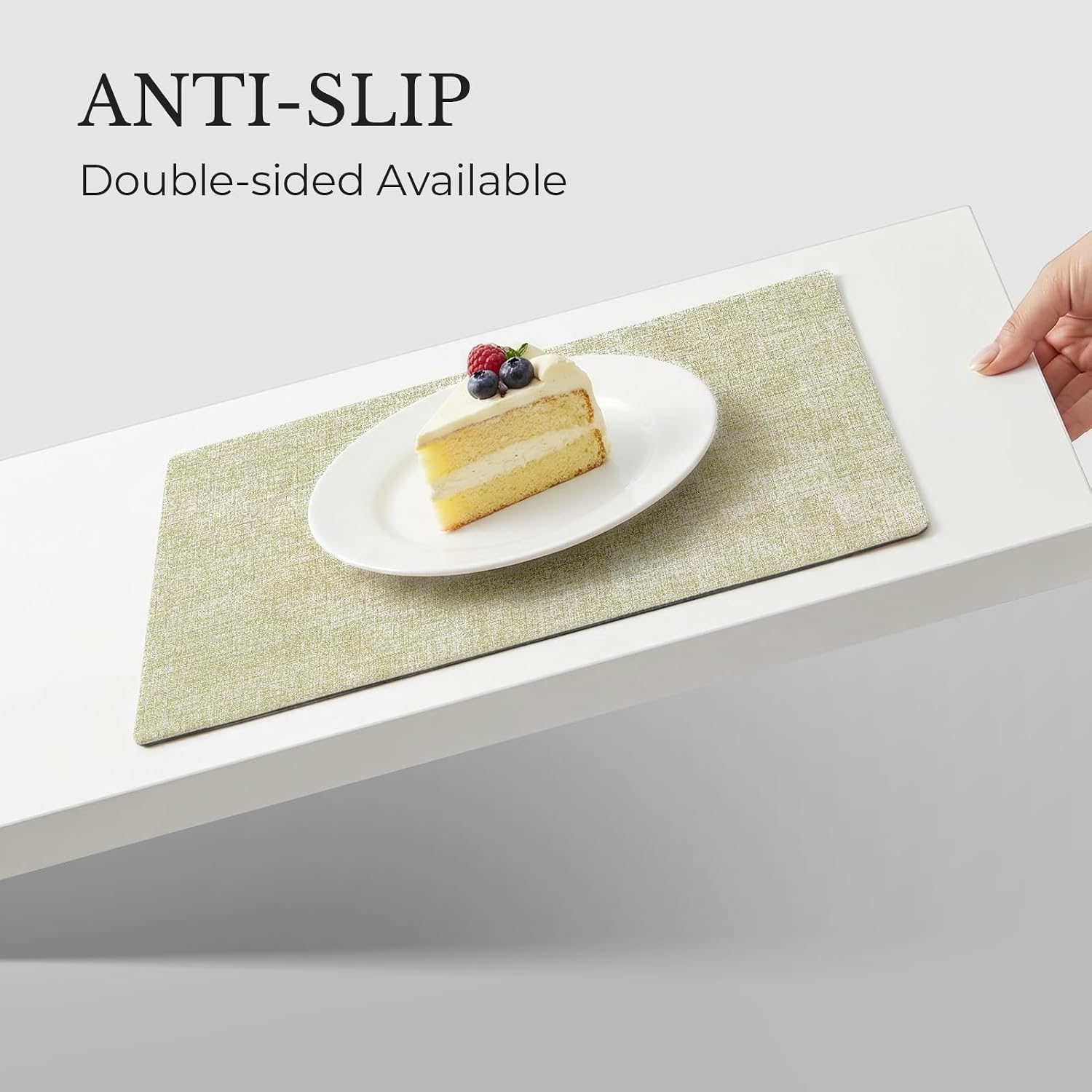 Romanstile Reversible Vinyl Placemats Set of 8, Faux Leather 100% Waterproof Oil-Proof Wipeable Place Mats, Heat