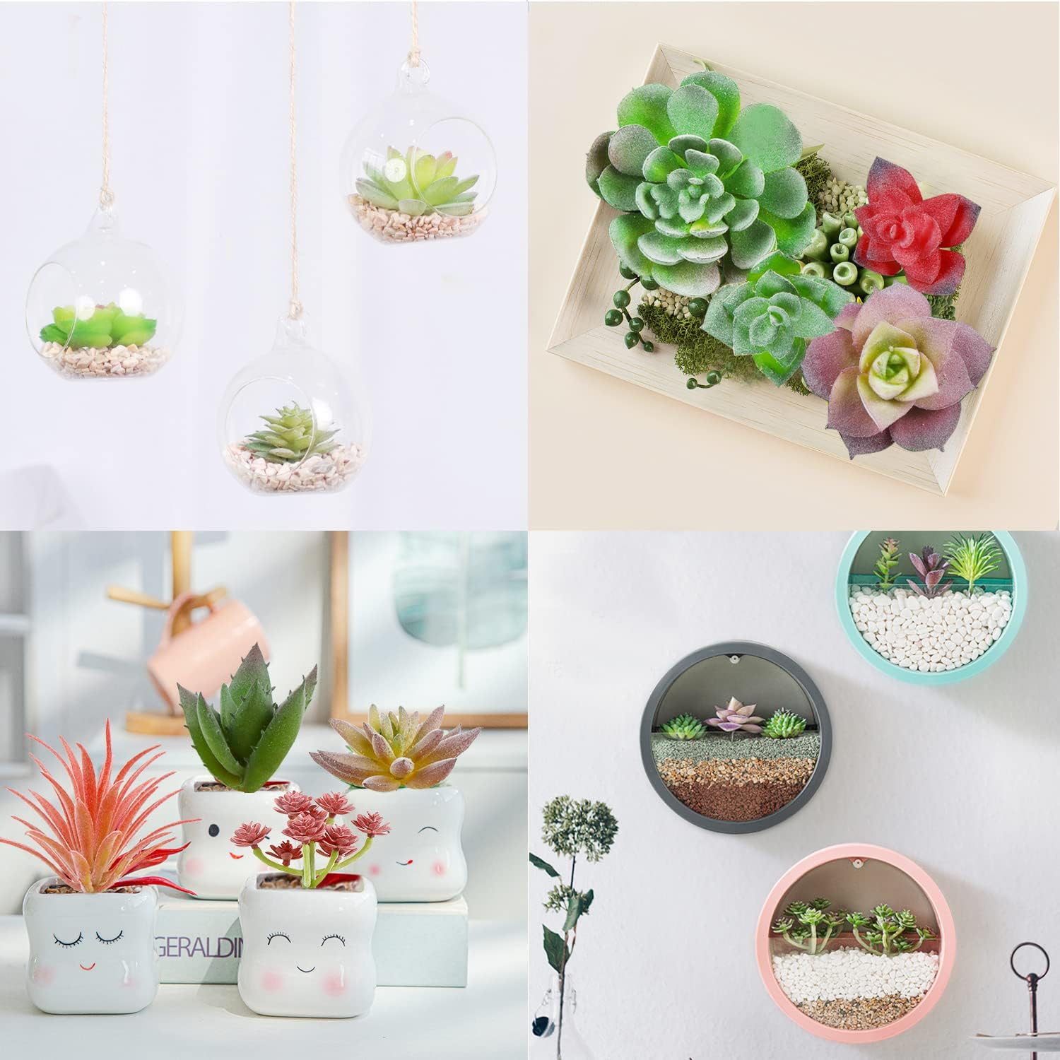 Mini Artificial Succulent Plant / Green Small / Set of 18