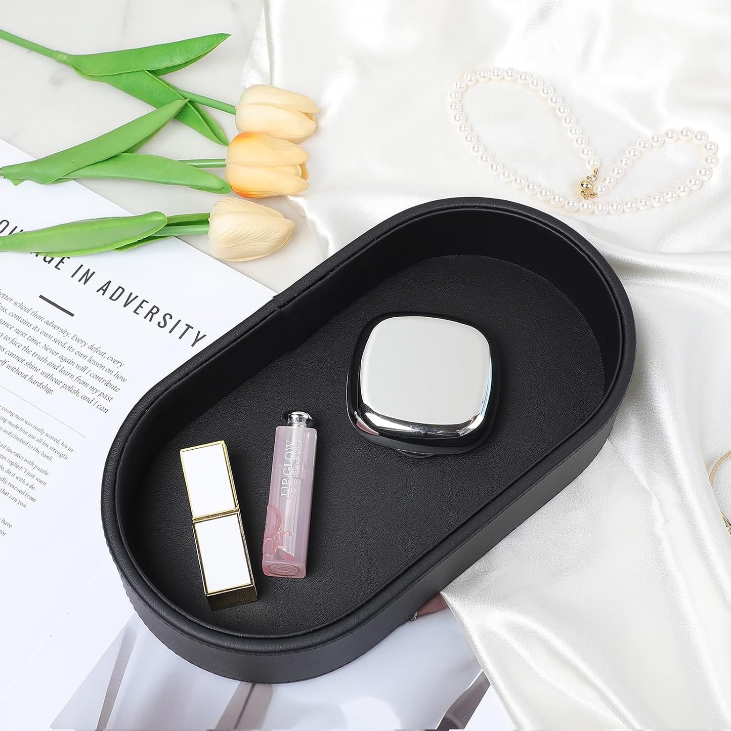Oval Desk Valet Tray / Black