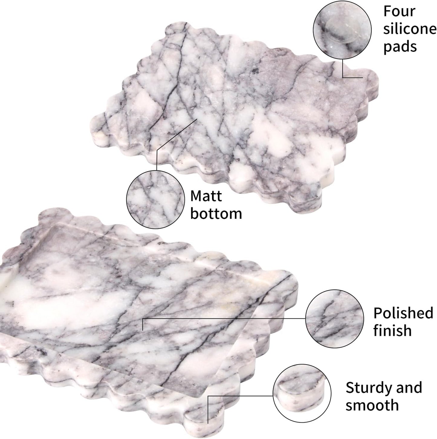 Stone Decorative Tray / Lilac / 10.8 x 8 x 1.2 / Natural