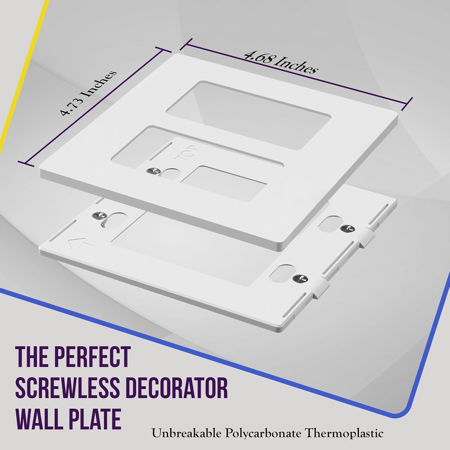 ENERLITES 2-Gang White Screwless Decorator Wall Plate Outlet Cover, 10 Pack | Size 4.68" x 4.73", Fits light