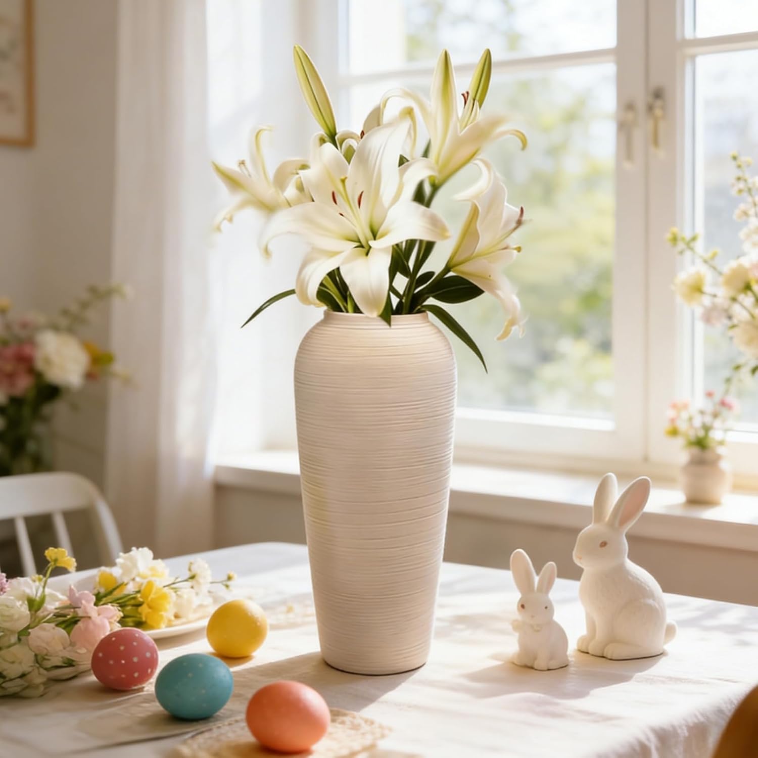 Cream Ceramic Vase / 12 Inch-tall-cream / 12 Inch