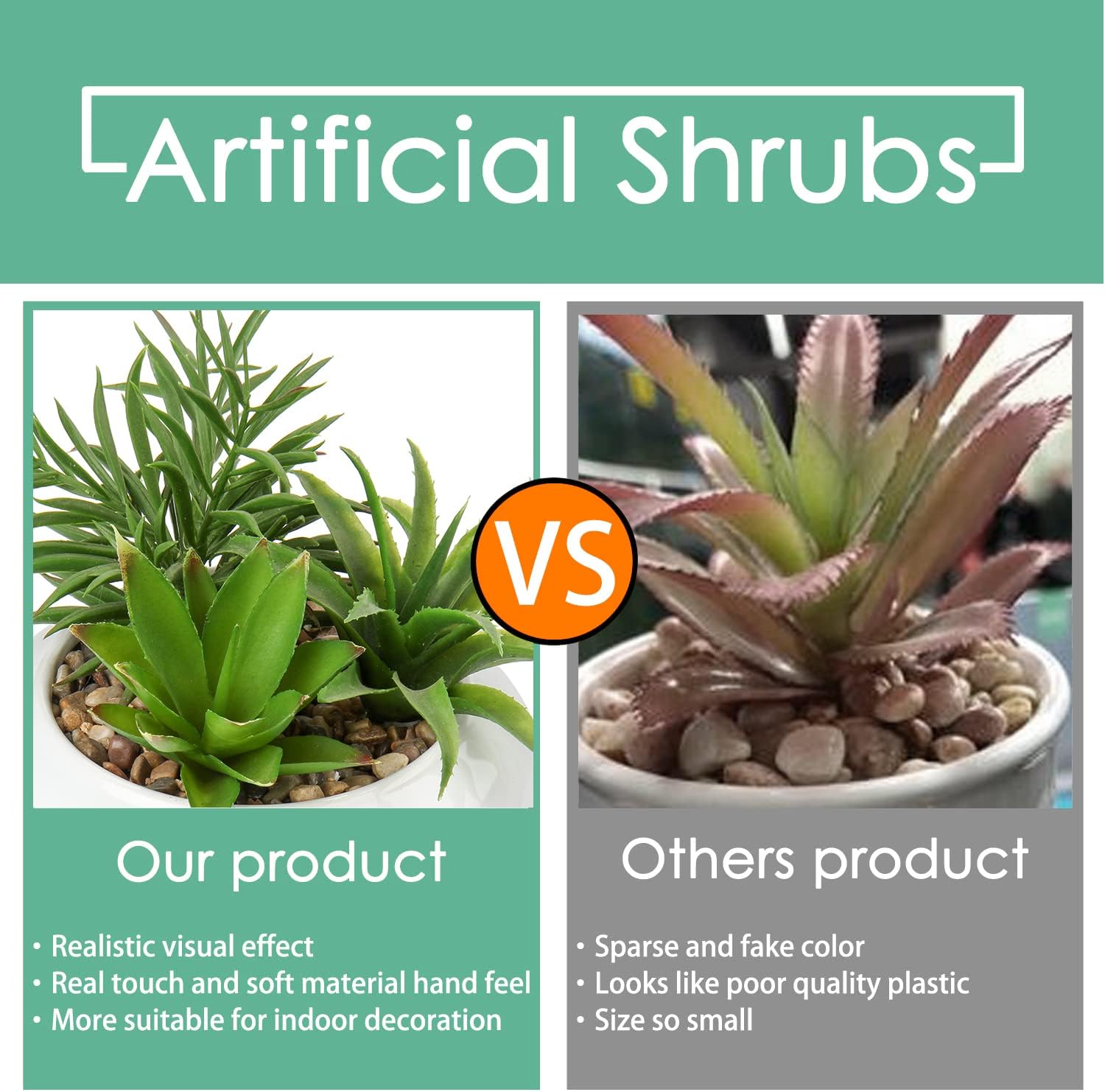 Large Artificial Succulents Plants Faux Succulents in Pots Fake Succulent Plastic / White Ceramic