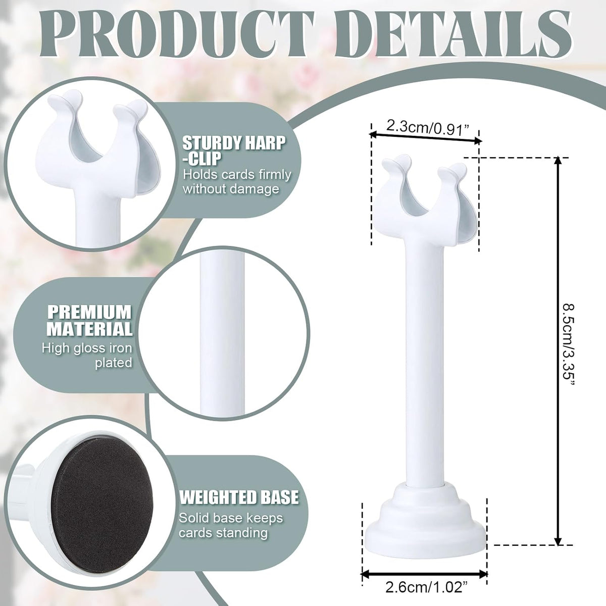 24 Pcs White Metal Table Number Holders 3.15 Inch Wedding Place Card Holders Bulk Harp Clip Table Sign Stands Card