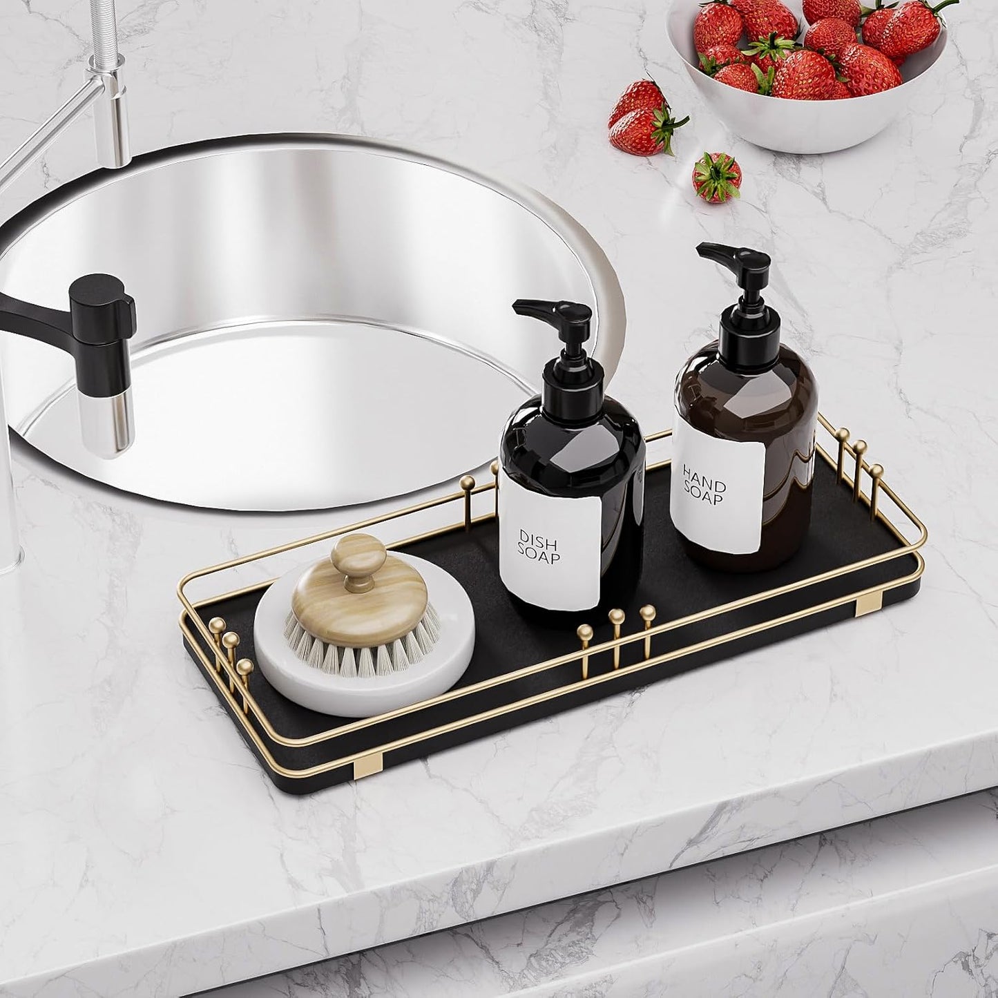 Kitchen Tray for Salt Spice / 11.3 x 4.4 x 1.6 / Black + Gold