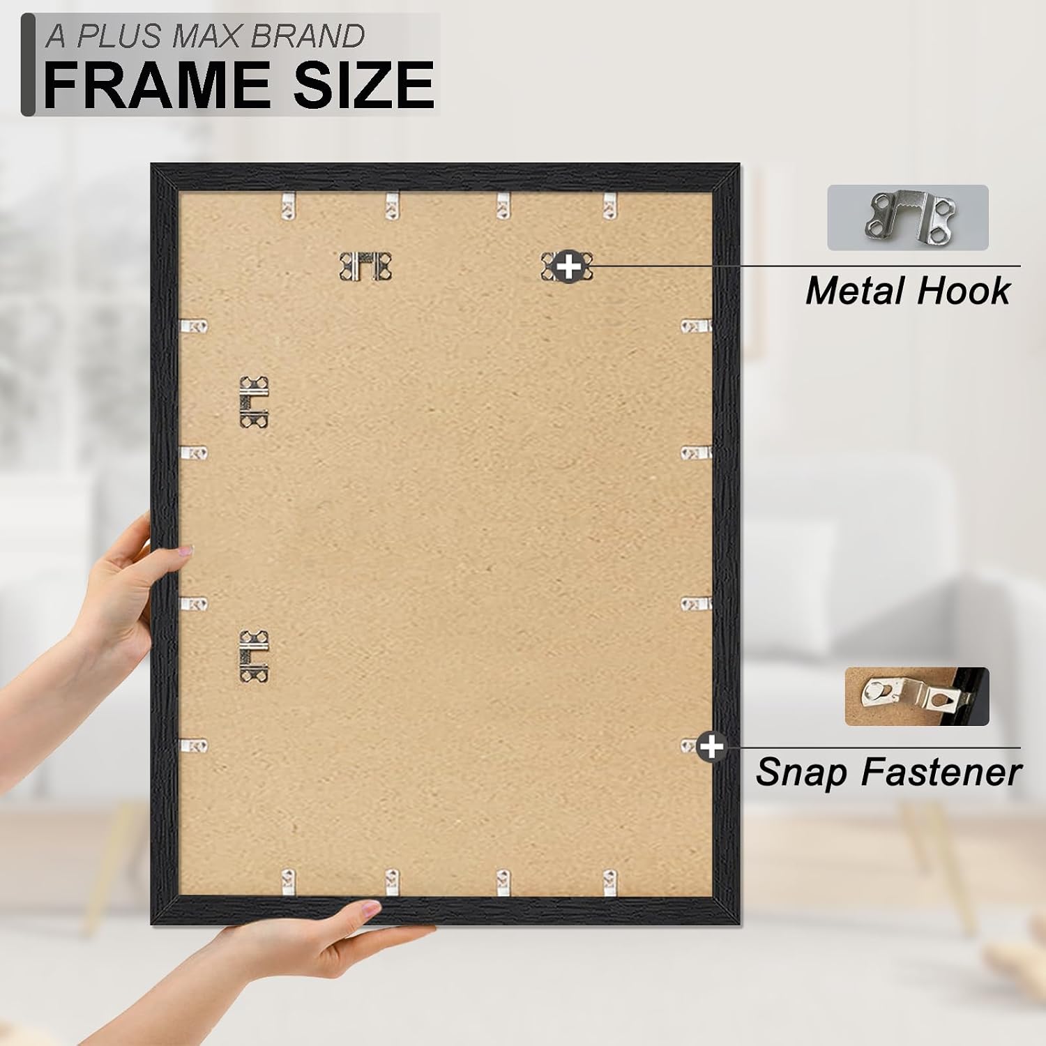 A PLUS MAX 24x32 Picture Frame Set of 2 Black Light Weight Wall Mount | 24 x 32 Inch Black Wood-grain Engineered Wood