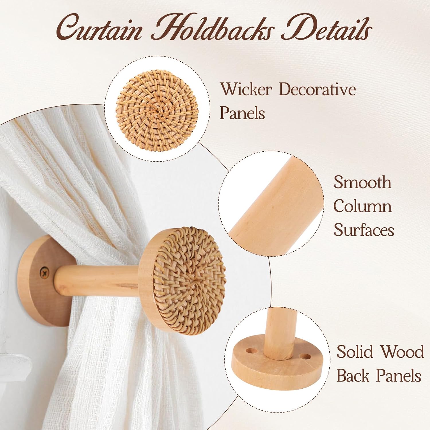 Boho Curtain Holdbacks / Natural / Set of 2