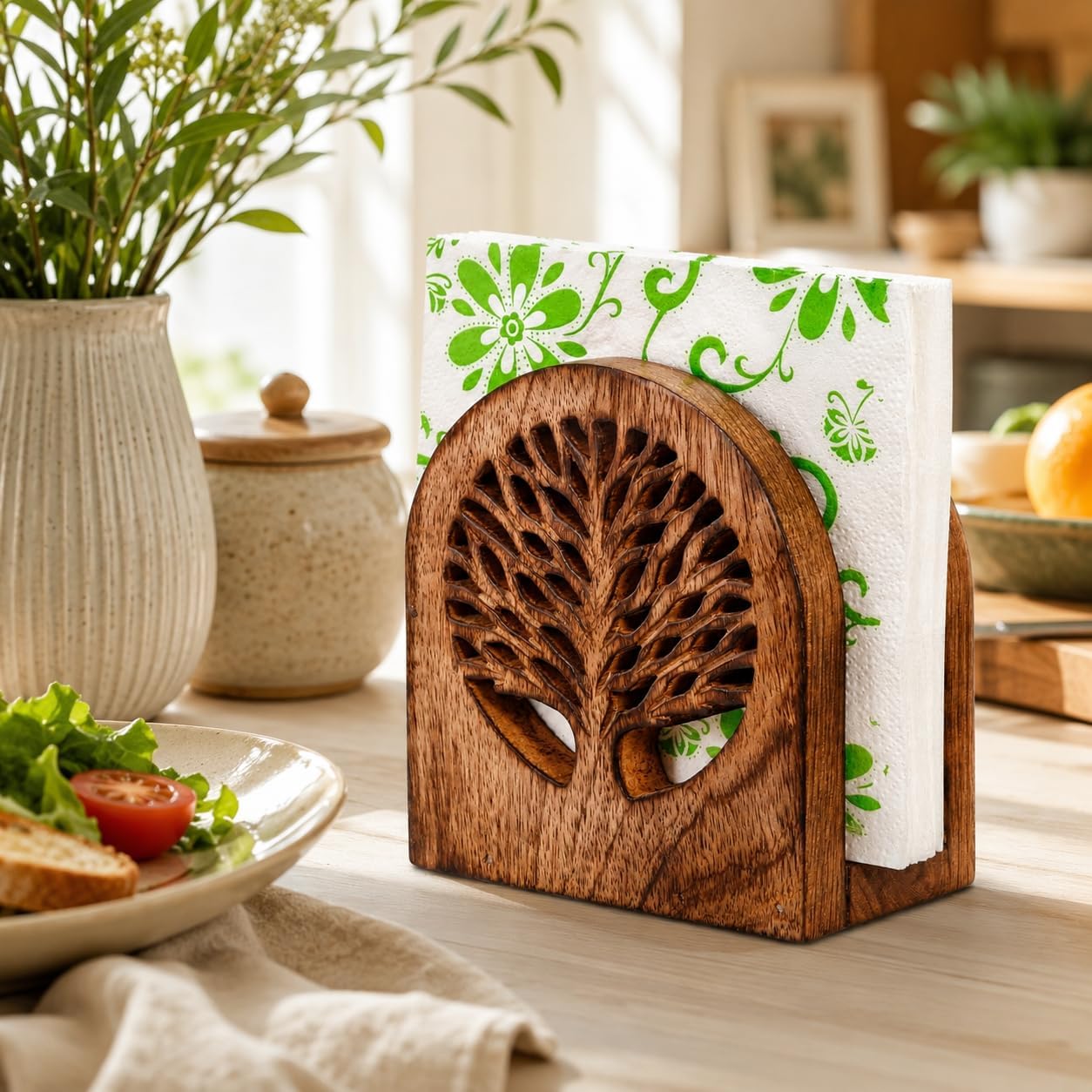 Wooden Upright Napkin Holders / White