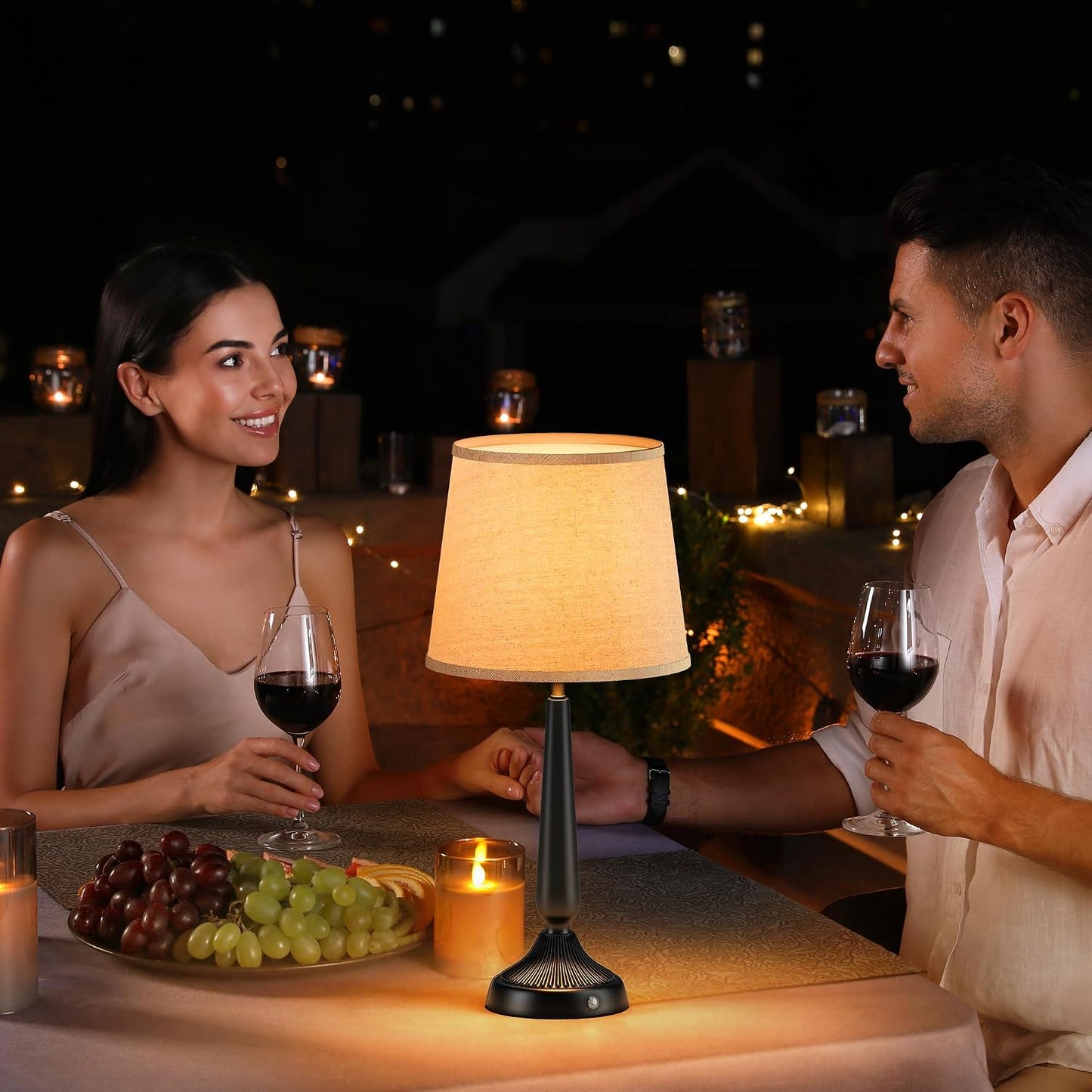 Cordless Table Lamp, 5000mAh Battery Rechargeable Touch Lamp, 3-Level Brightness Bedside Lamps, Modern Black Iron