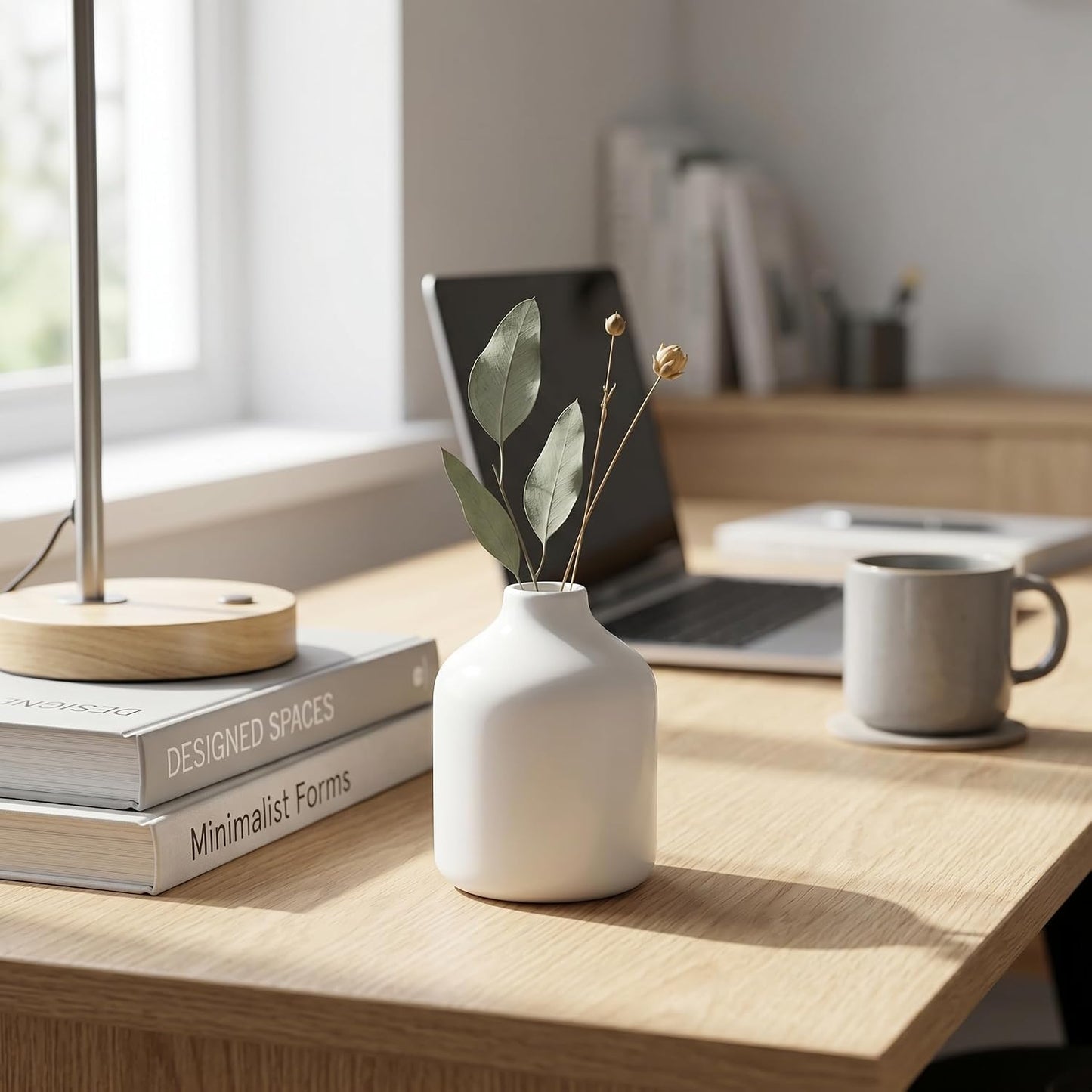 Ceramic Vase / Modern Minimalist Bottle Vase / White / 4 Inch