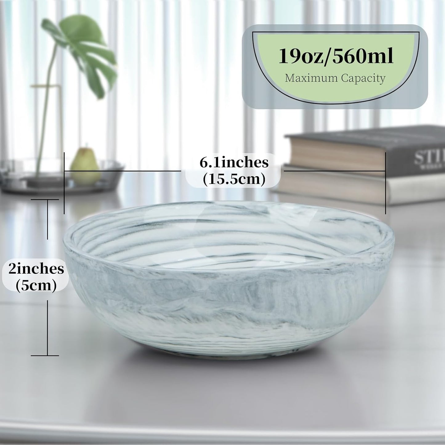 Marble-patterned Ceramic Bowl / 6.1 Inches / Gray