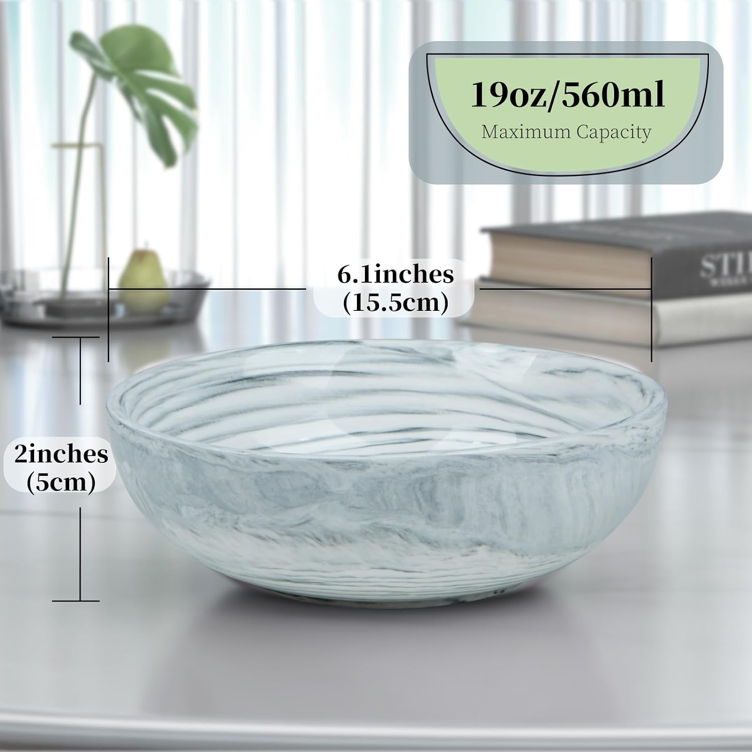 Marble-patterned Ceramic Bowl / 6.1 Inches / Gray