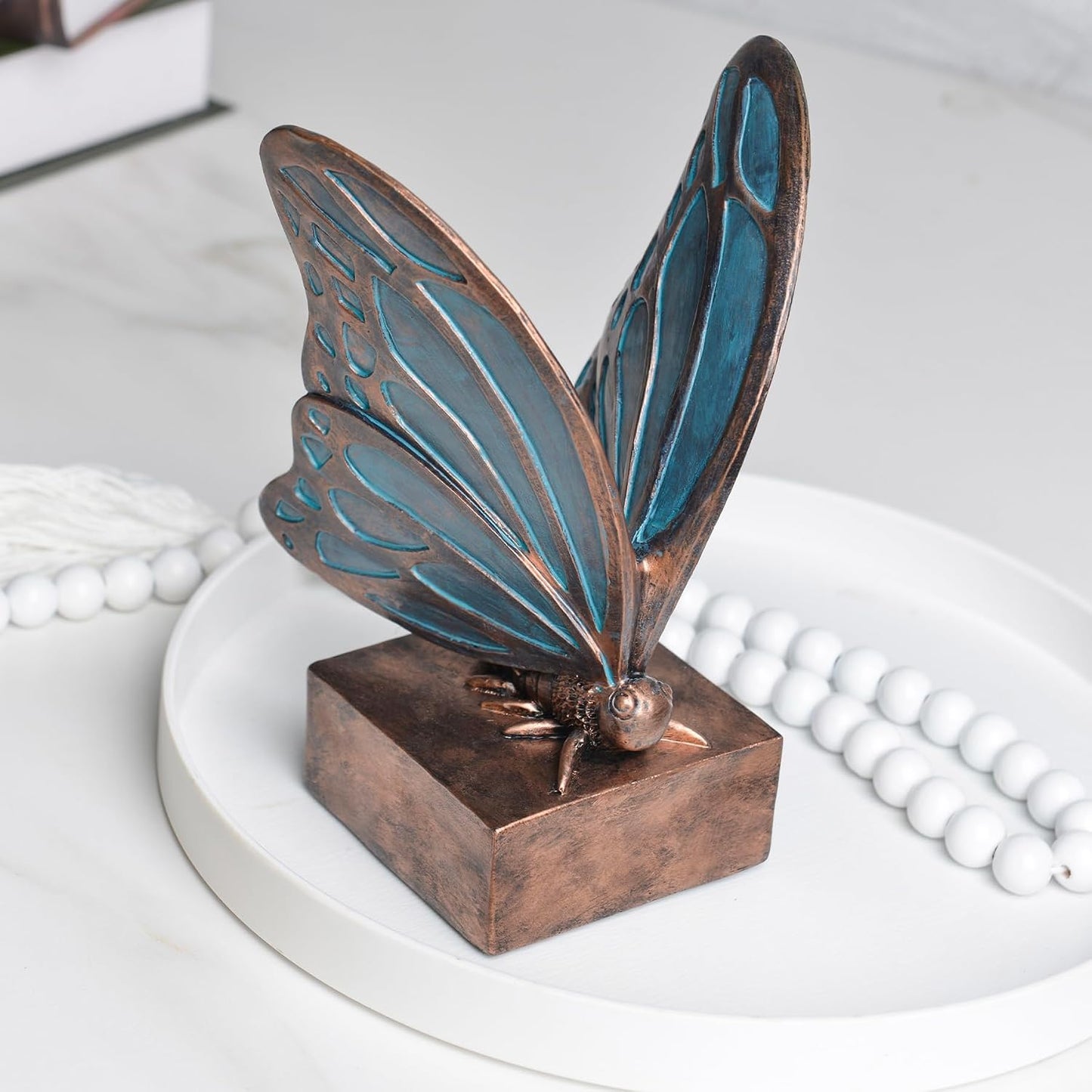 Vintage Blue Butterfly Bookends / Copper Blue